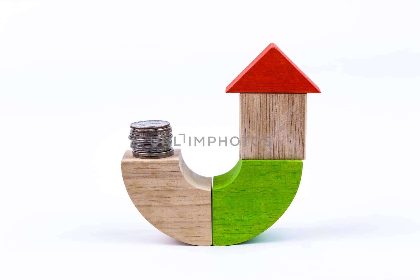 wooden toy and money, concept and ideas for house