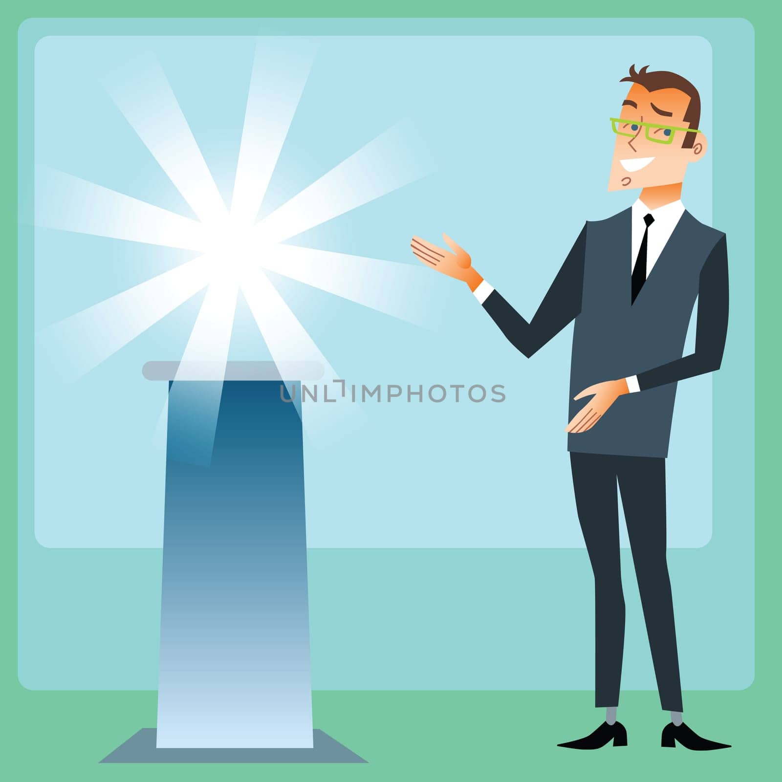 Businessman on the presentation of the new brand