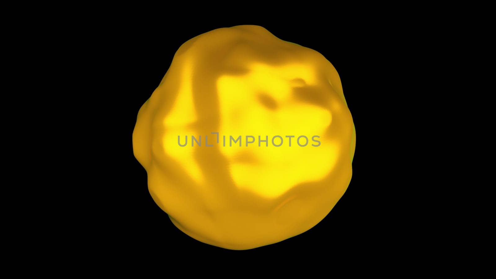 Abstract golden ball with a bumpy surface. 3D rendering background, computer generated