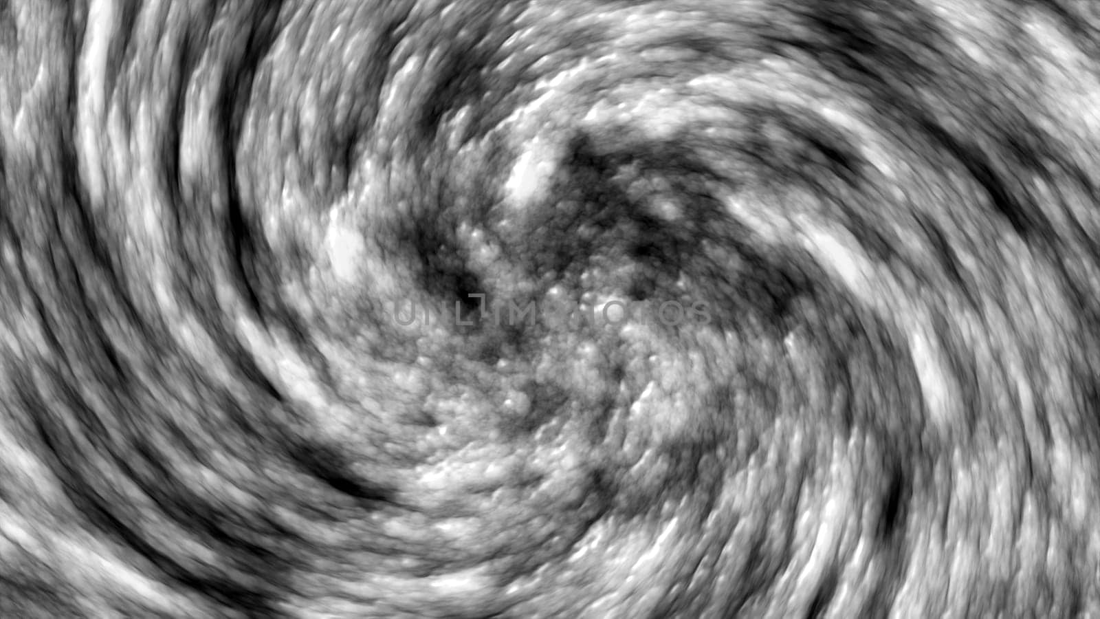 3d rendering, computer generated whirlwind animation of dense white clouds on a black background