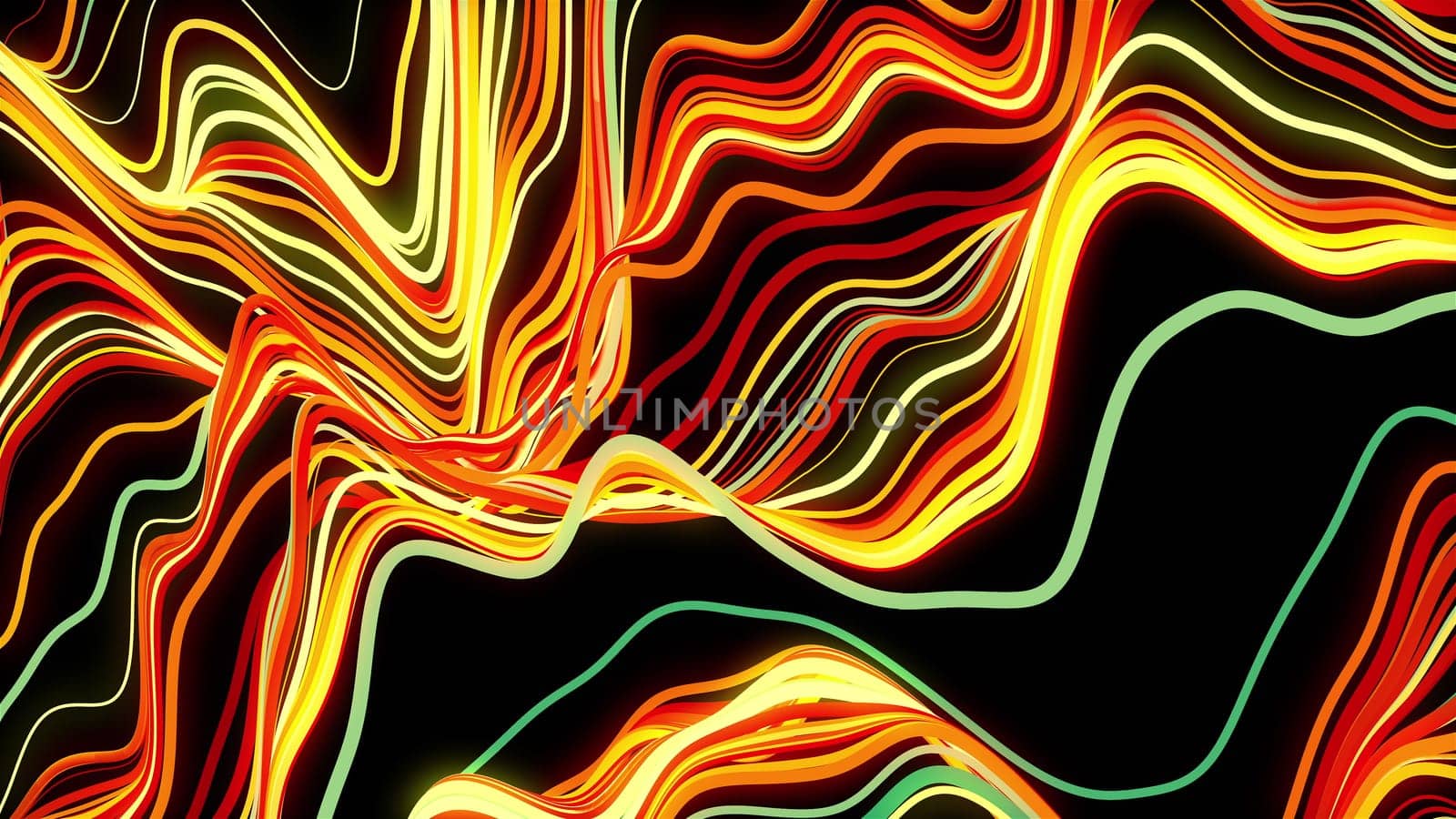 Waves of numerous abstract colored stripes computer generated background. 3d rendering