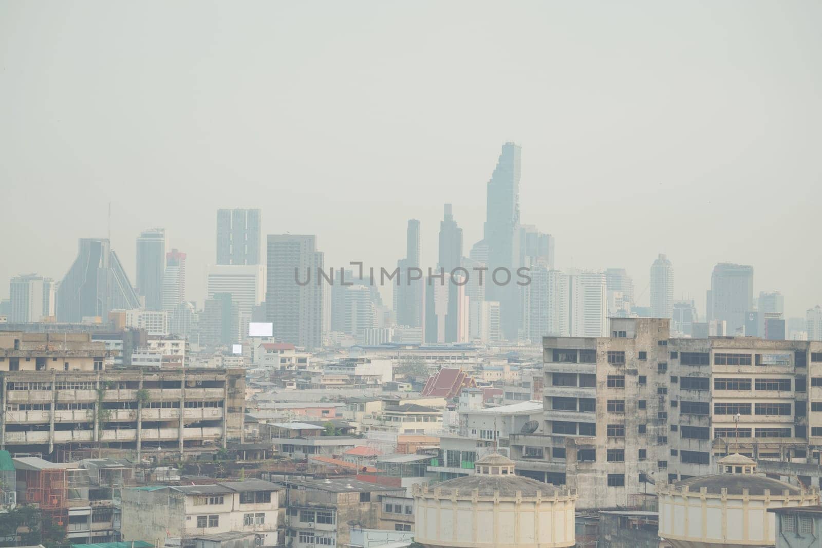 Bangkok, Thailand - November 2, 2019:  Air pollution in bangkok city