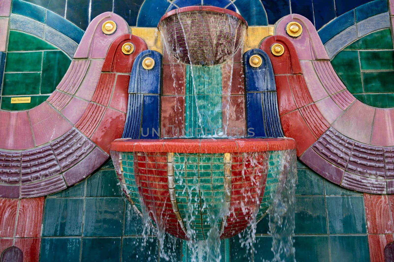 2019-09-20 Germany, Rheinland-Pfalz, Bad Ems, Hundertwasser Brunnen. Friedensreich Hundertwasser * December 15, 1928 in Vienna † 19 February 2000 was an Austrian artist.
