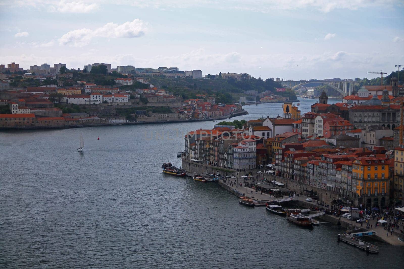 Panorama of Porto promenade on the Duoro river
