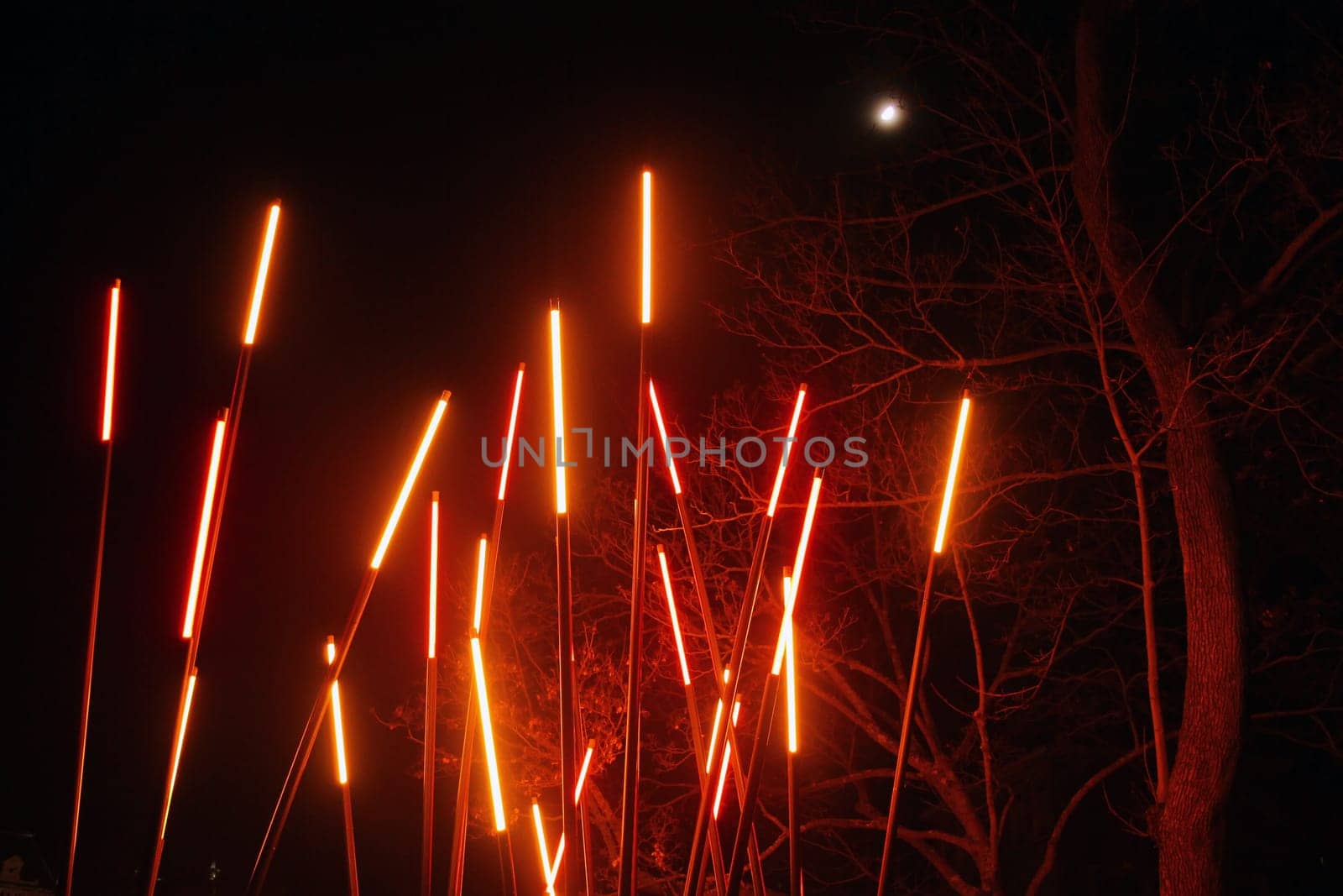 The red light blades and the moon