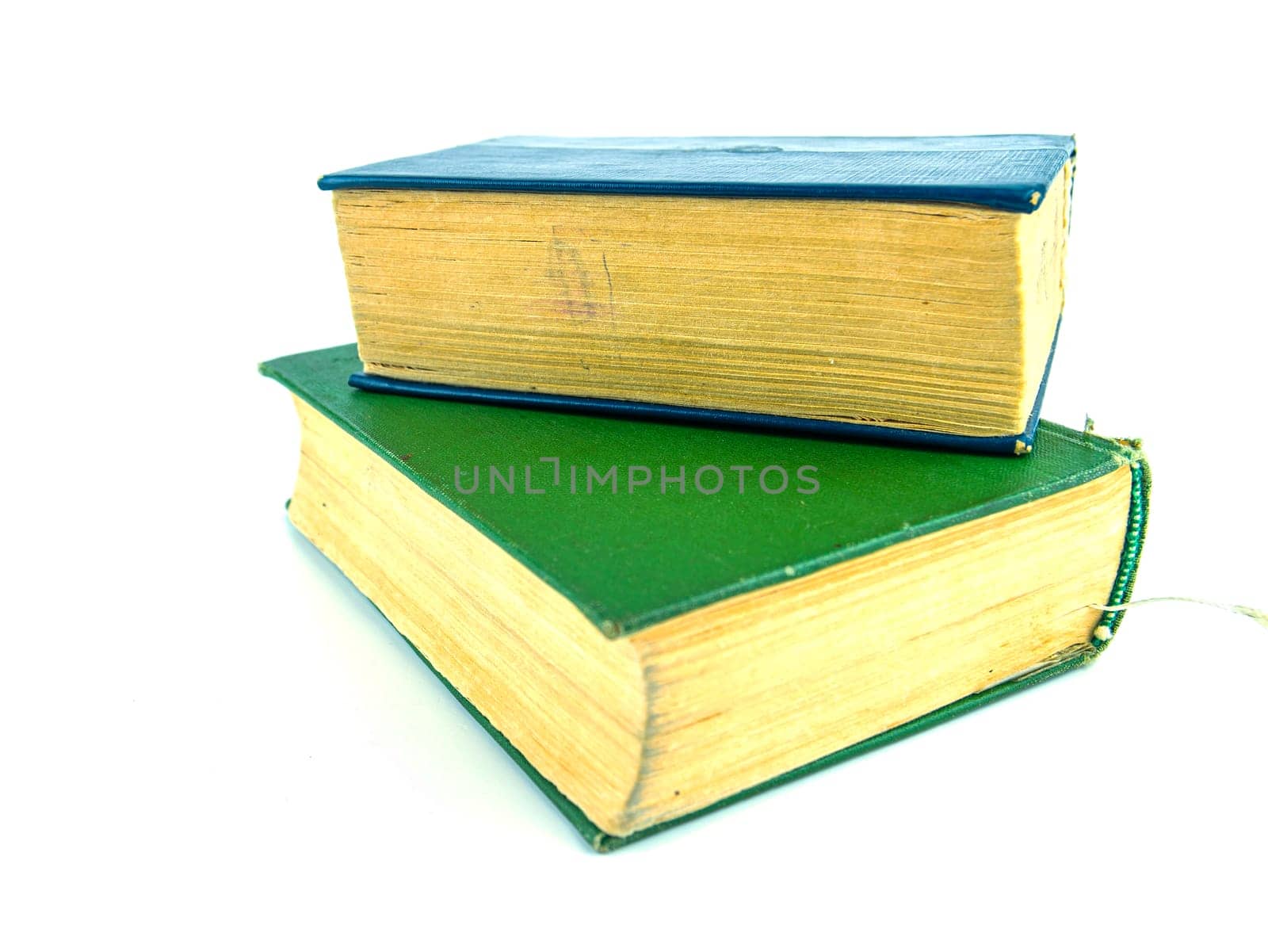 Old books on a white background. Book pages. Place for text.