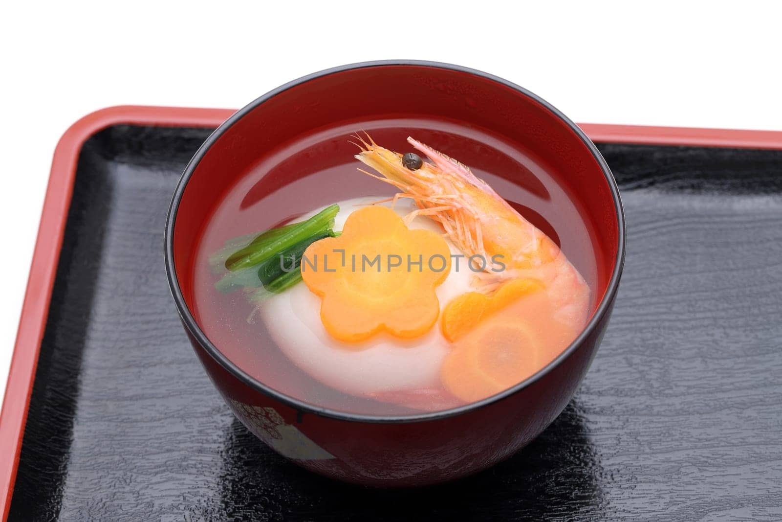 Japanese food, Zoni soup of mochi and ebi in a bowl
