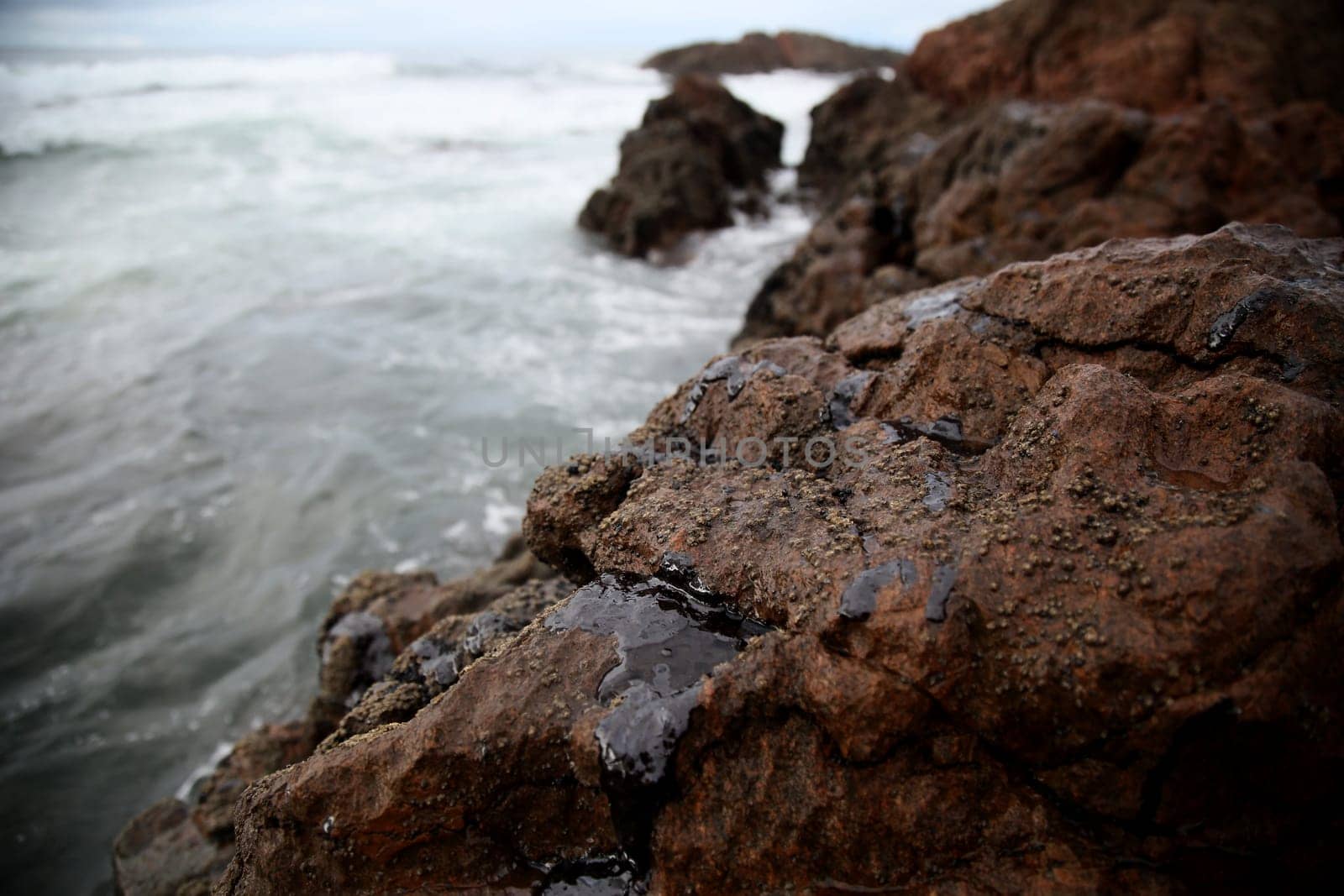 SALVADOR, BAHIA / BRAZIL - November 3, 2019: Oil macha is seen on the Rio Vermelho beach in Salvador (BA). The site was affected by oil spills on the Brazilian coast (Joa Souza / Panthermedia).
