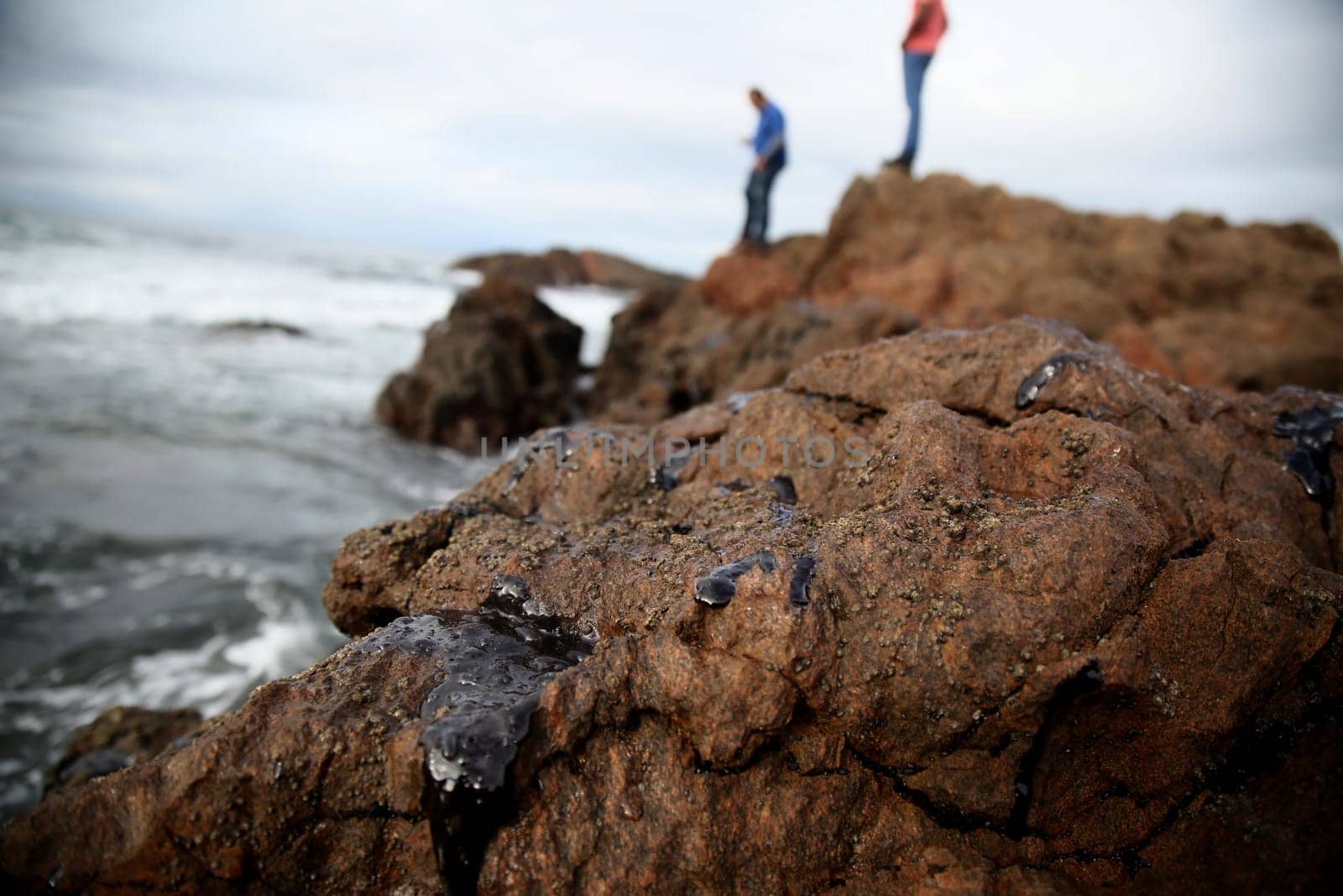 SALVADOR, BAHIA / BRAZIL - November 3, 2019: Oil macha is seen on the Rio Vermelho beach in Salvador (BA). The site was affected by oil spills on the Brazilian coast (Joa Souza / Panthermedia).