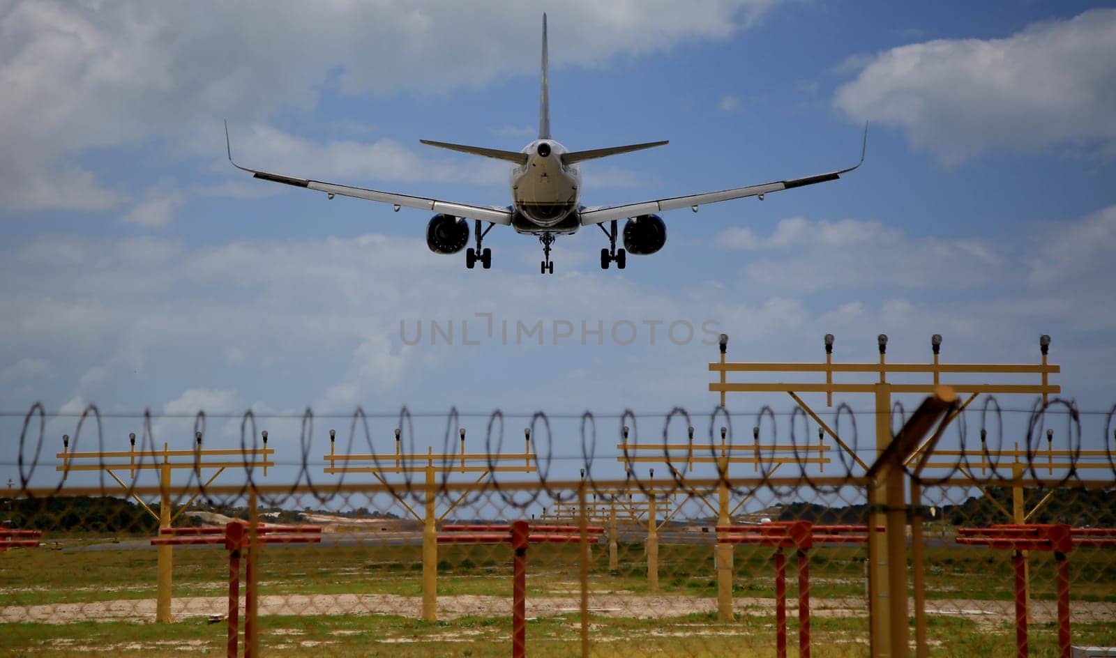 SALVADOR, BAHIA / BRAZIL - November 7, 2019:Tam Linhas Aéreas Airbus is seen while approaching the runway at Salvador (BA) airport. (Joa Souza / Panthermedia).