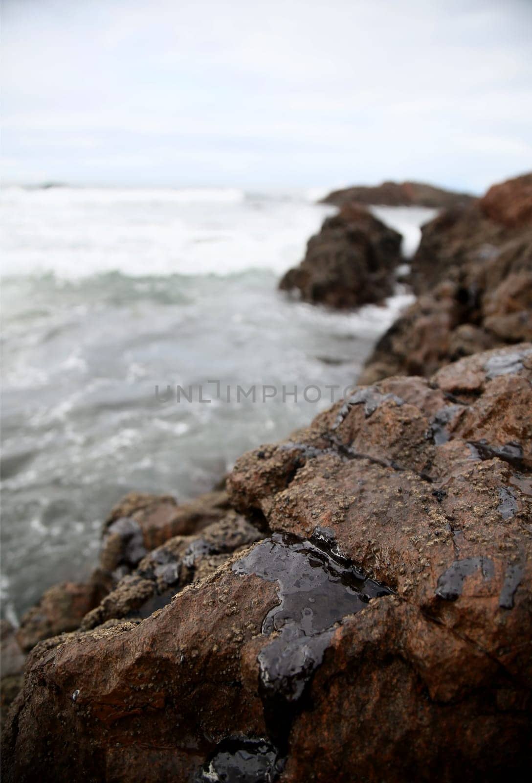 SALVADOR, BAHIA / BRAZIL - November 3, 2019: Oil macha is seen on the Rio Vermelho beach in Salvador (BA). The site was affected by oil spills on the Brazilian coast (Joa Souza / Panthermedia).