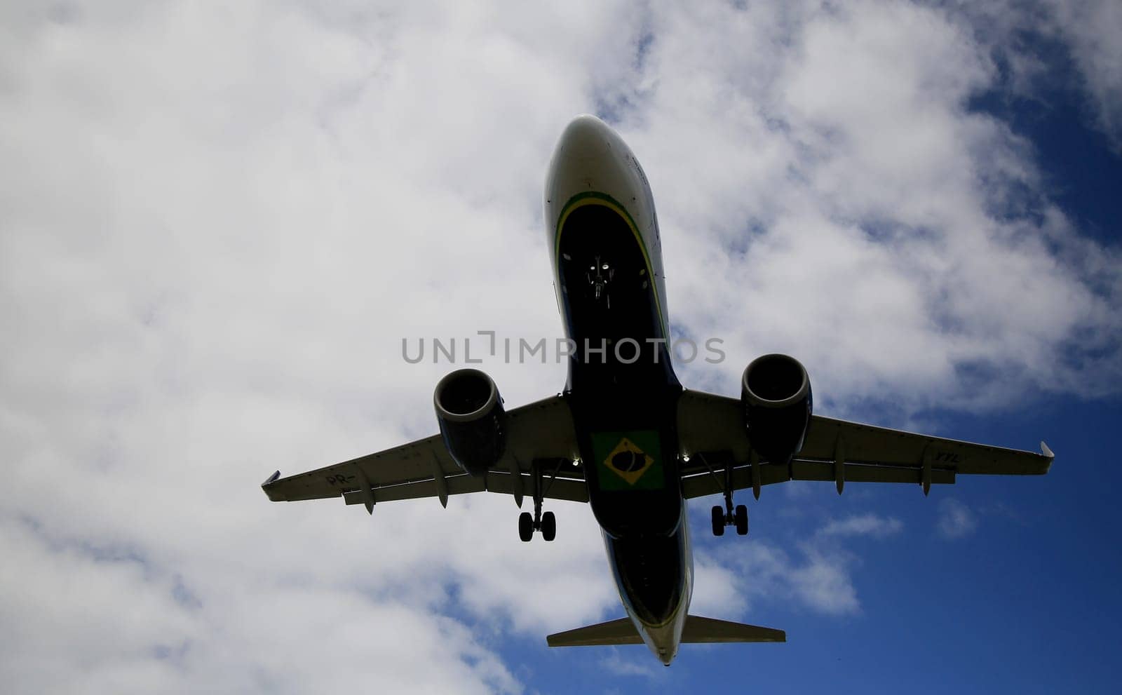 SALVADOR, BAHIA / BRAZIL - November 7, 2019:Tam Linhas Aéreas Airbus is seen while approaching the runway at Salvador (BA) airport. (Joa Souza / Panthermedia).