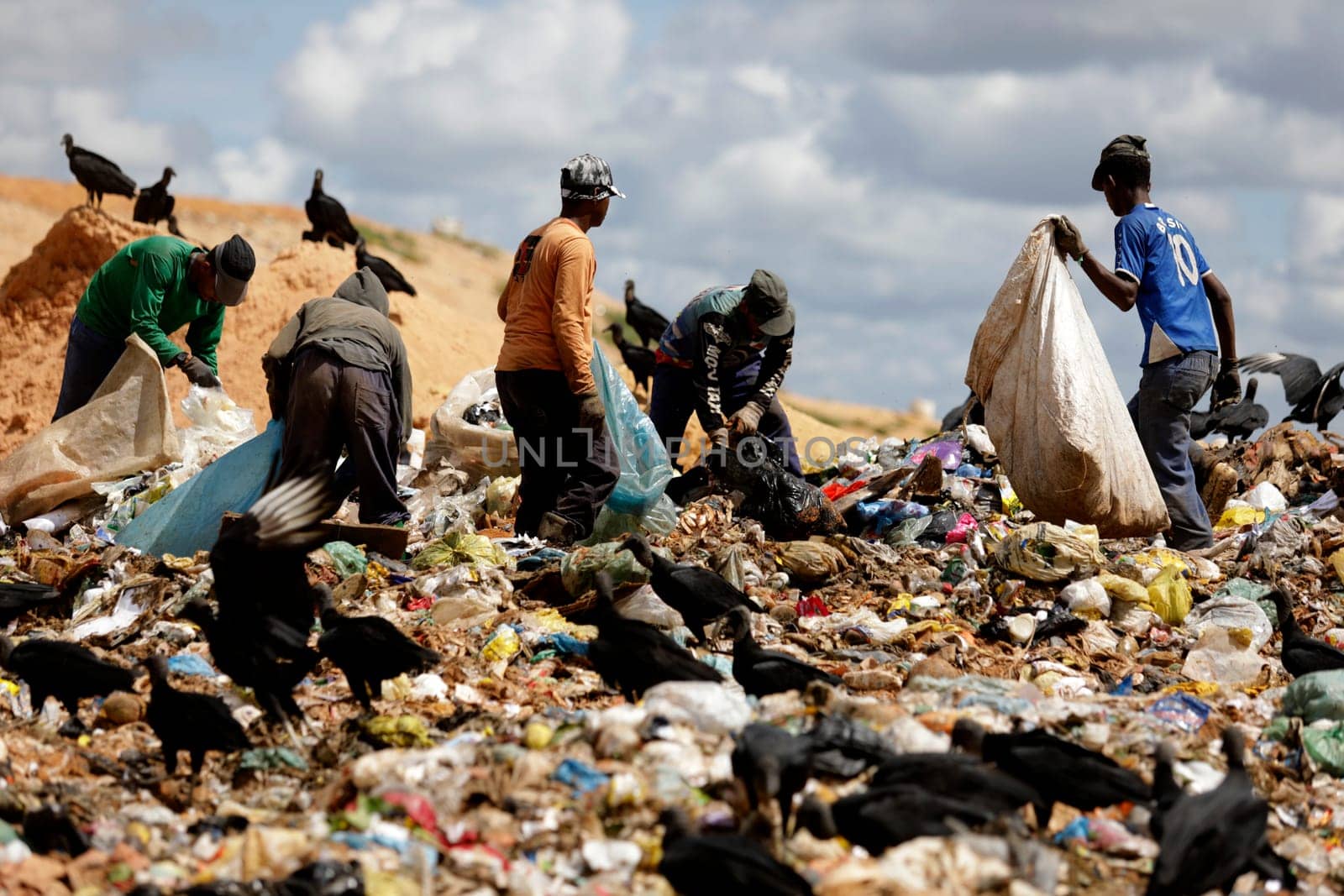 ALAGOINHAS, BAHIA / BRAZIL - May 2, 2019: People are seen collecting material for recycling in city landfill  (Joa Souza / Panthermedia).