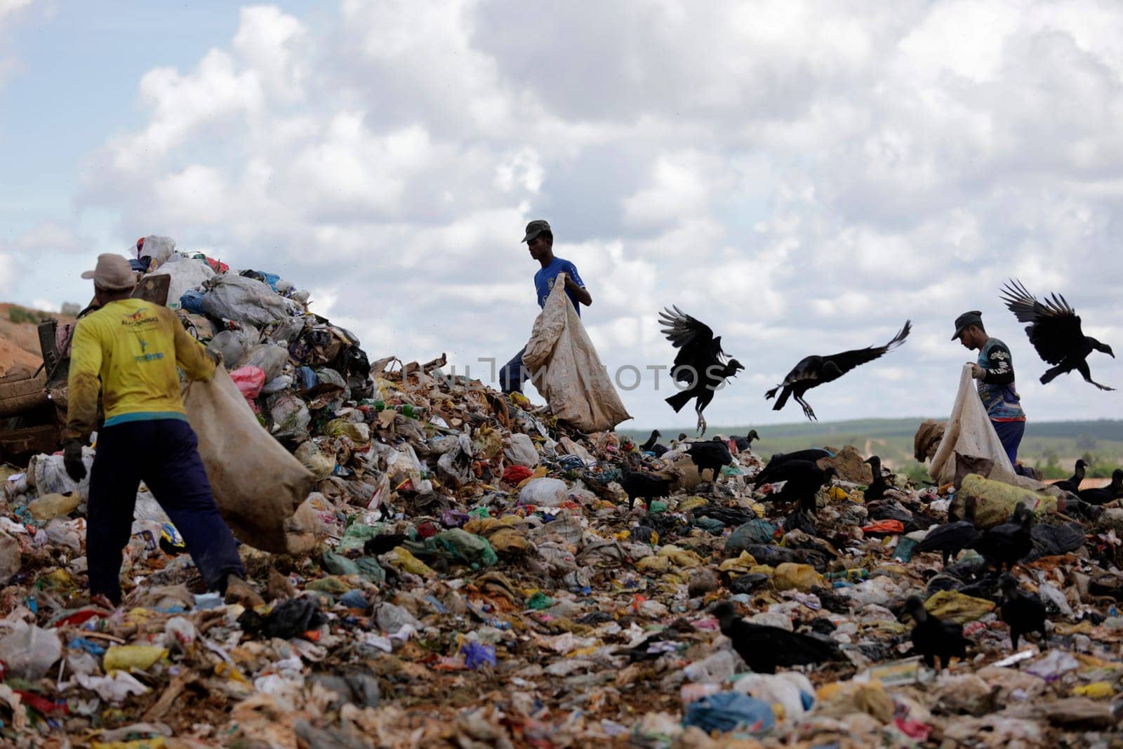ALAGOINHAS, BAHIA / BRAZIL - May 2, 2019: People are seen collecting material for recycling in city landfill  (Joa Souza / Panthermedia).
