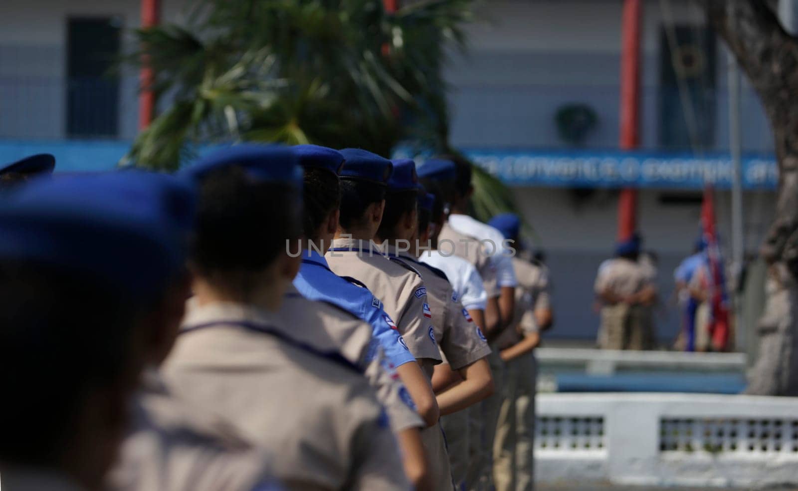 SALVADOR, BAHIA / BRAZIL - July 24, 2019: Students from the Military Police College of Salvador (BA) are seen during training in the school yard.  (Joa Souza / Panthermedia).
