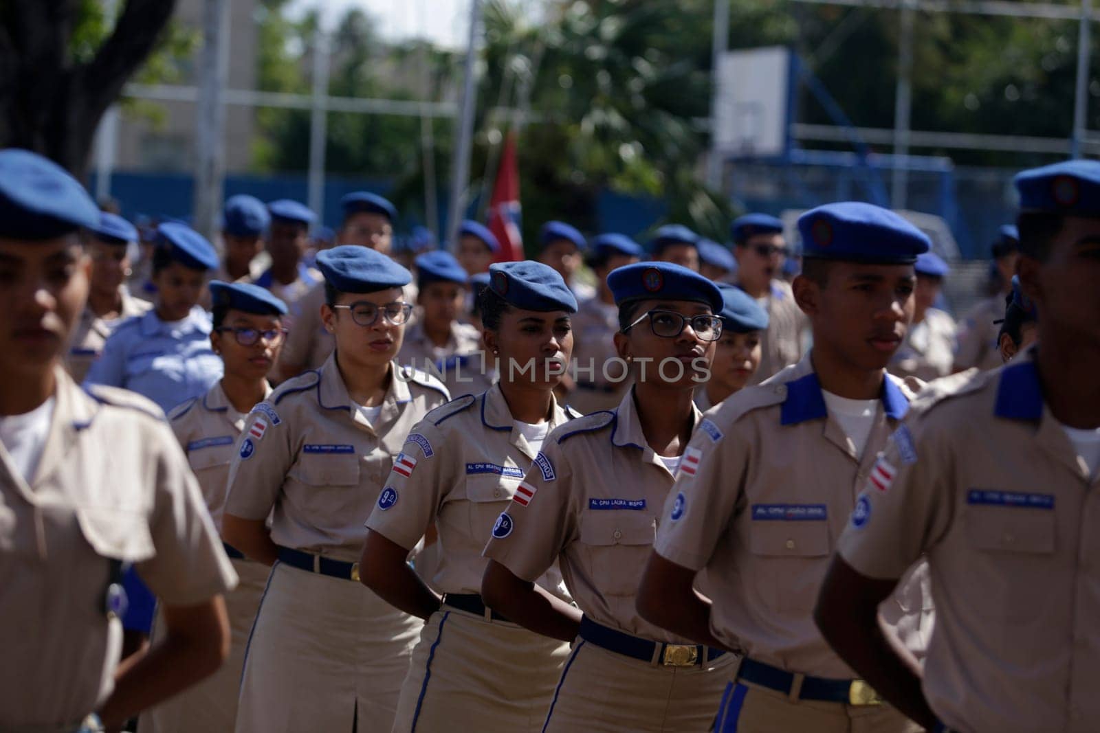 SALVADOR, BAHIA / BRAZIL - July 24, 2019: Students from the Military Police College of Salvador (BA) are seen during training in the school yard.  (Joa Souza / Panthermedia).