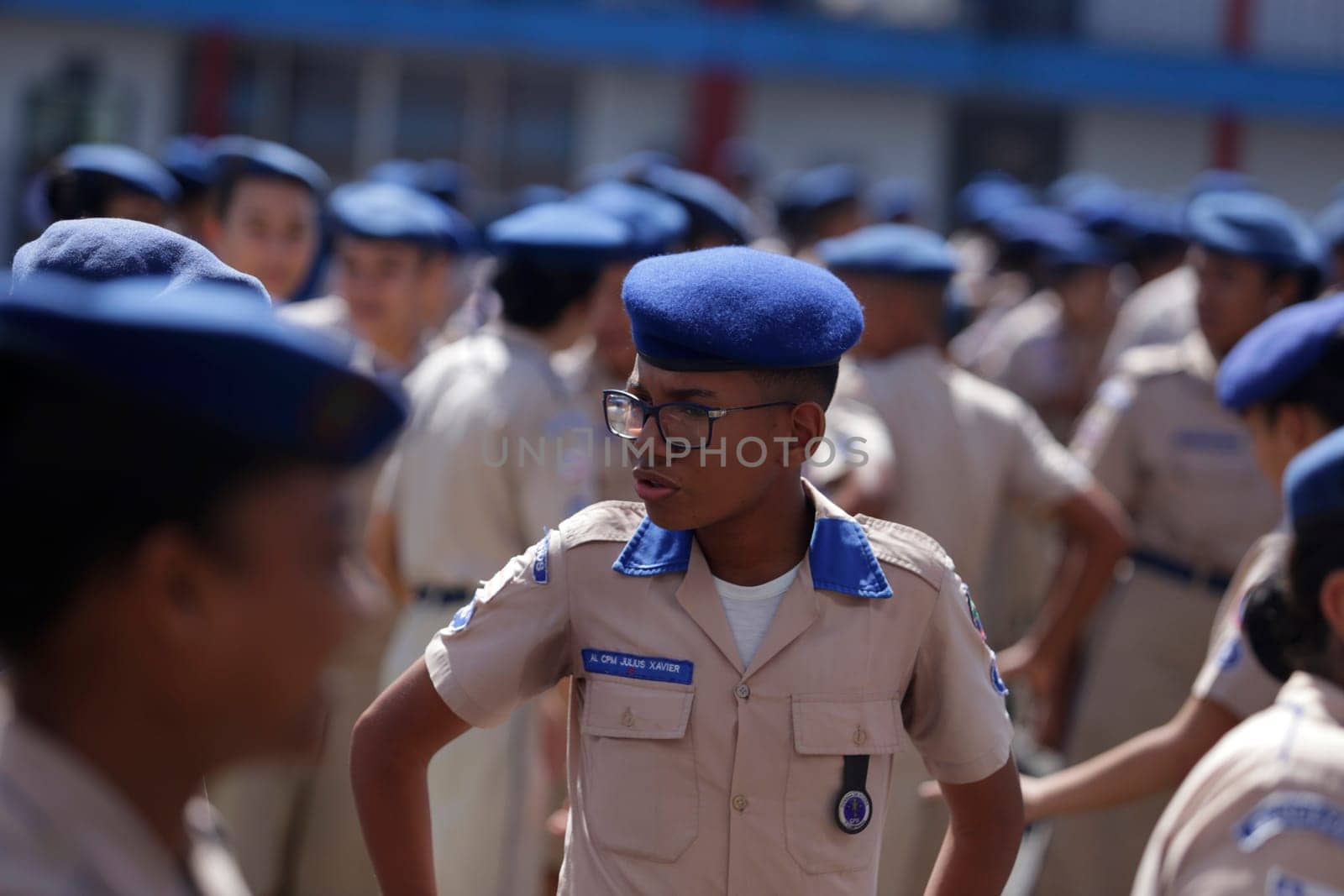 SALVADOR, BAHIA / BRAZIL - July 24, 2019: Students from the Military Police College of Salvador (BA) are seen during training in the school yard.  (Joa Souza / Panthermedia).