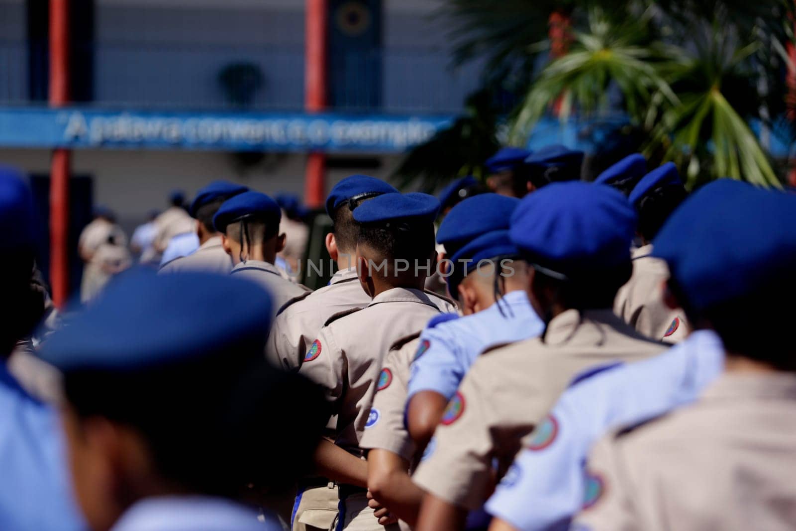 SALVADOR, BAHIA / BRAZIL - July 24, 2019: Students from the Military Police College of Salvador (BA) are seen during training in the school yard.  (Joa Souza / Panthermedia).