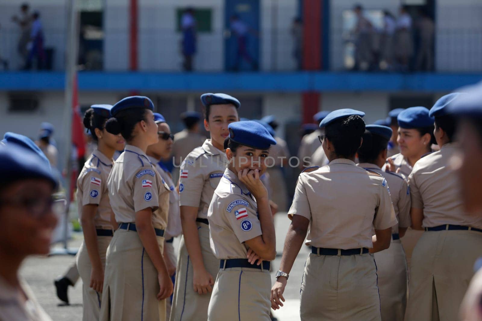 SALVADOR, BAHIA / BRAZIL - July 24, 2019: Students from the Military Police College of Salvador (BA) are seen during training in the school yard.  (Joa Souza / Panthermedia).