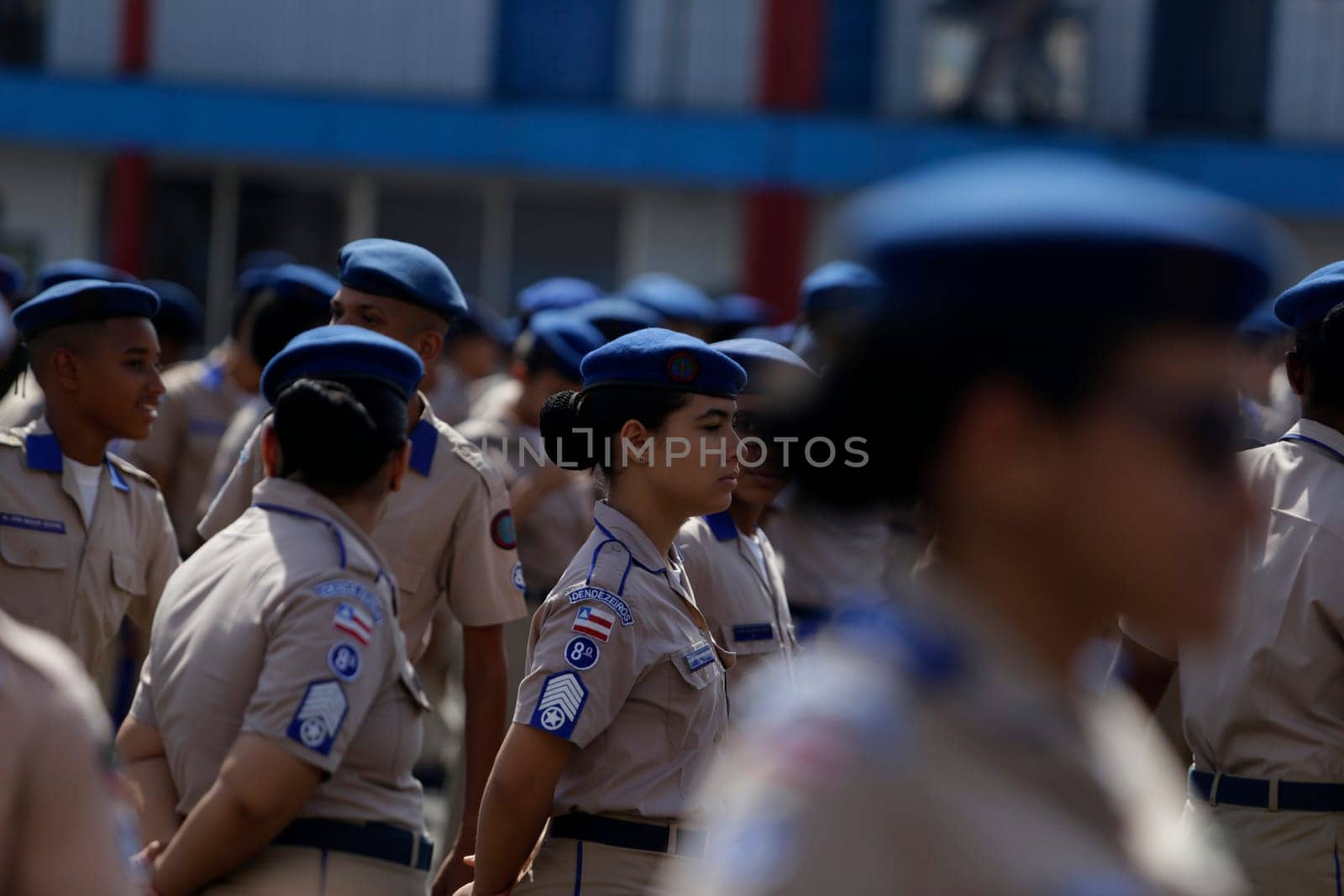 SALVADOR, BAHIA / BRAZIL - July 24, 2019: Students from the Military Police College of Salvador (BA) are seen during training in the school yard.  (Joa Souza / Panthermedia).