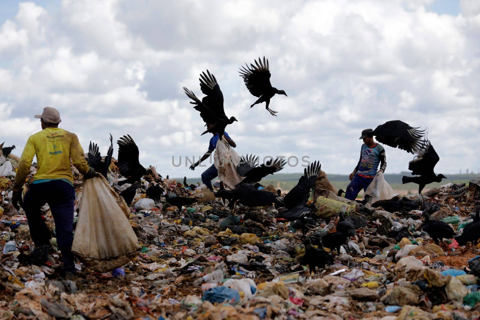 ALAGOINHAS, BAHIA / BRAZIL - May 2, 2019: People are seen collecting material for recycling in city landfill  (Joa Souza / Panthermedia).