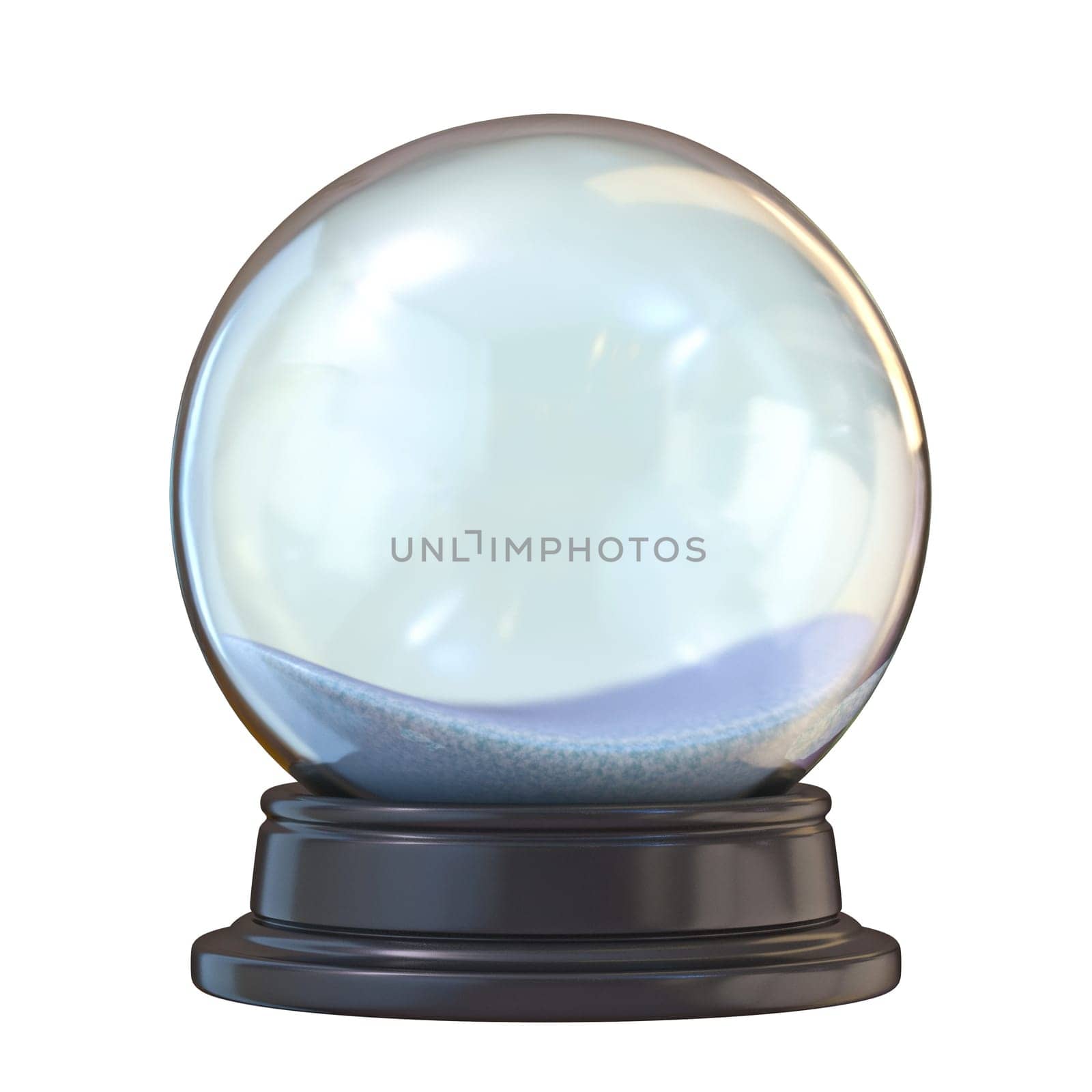 Empty snow ball 3D rendering illustration isolated on white background