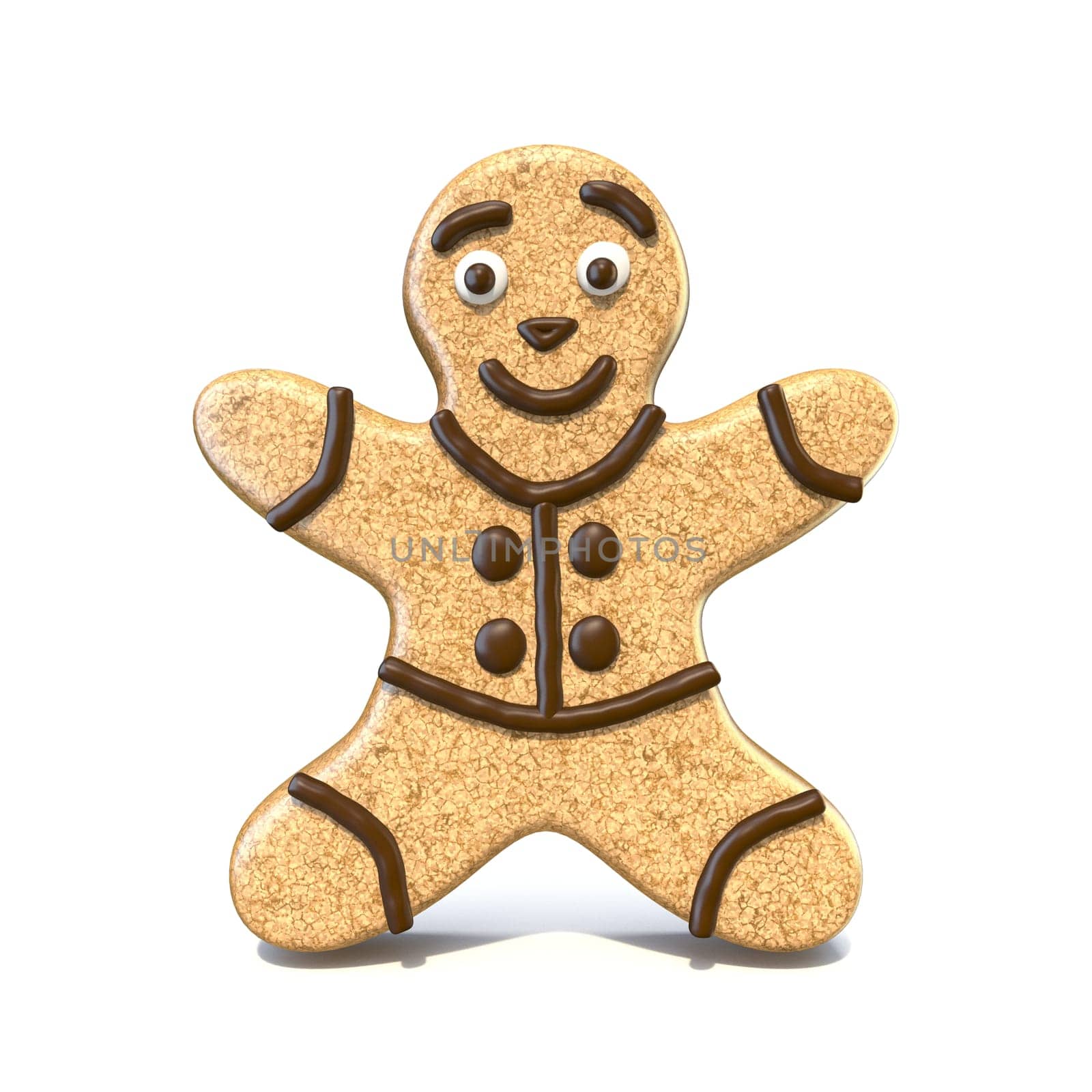 Gingerbread man 3D rendering illustration isolated on white background