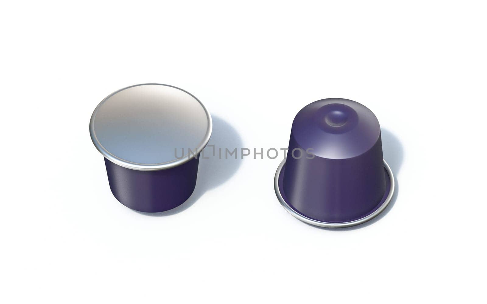 Blank purple coffee capsule 3D rendering illustration isolated on white background