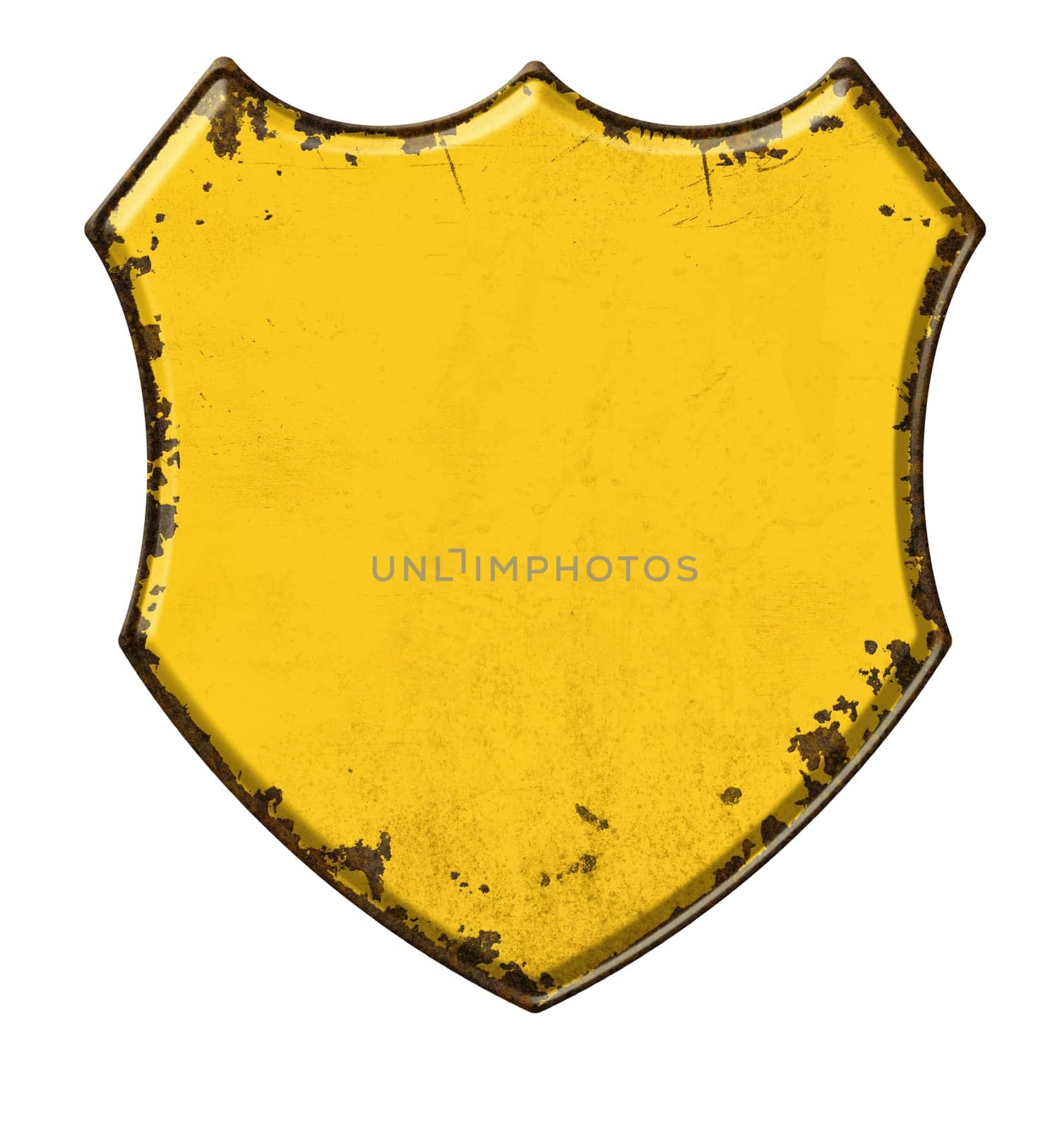 Empty vintage tin sign on a white background
