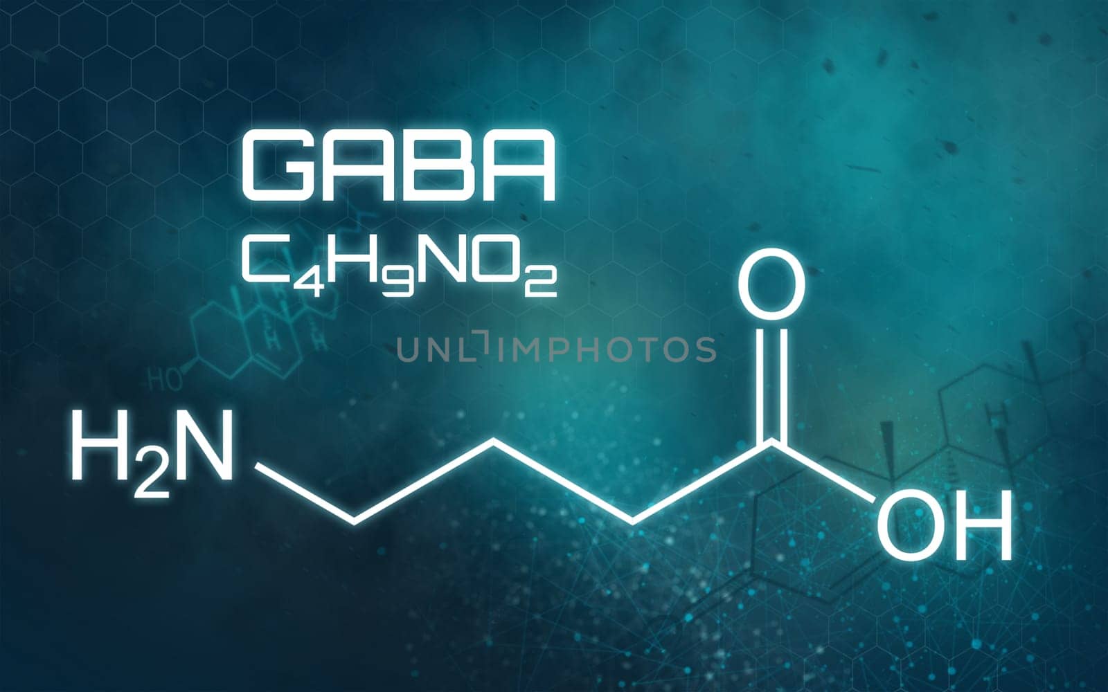Chemical formula of GABA on a futuristic background