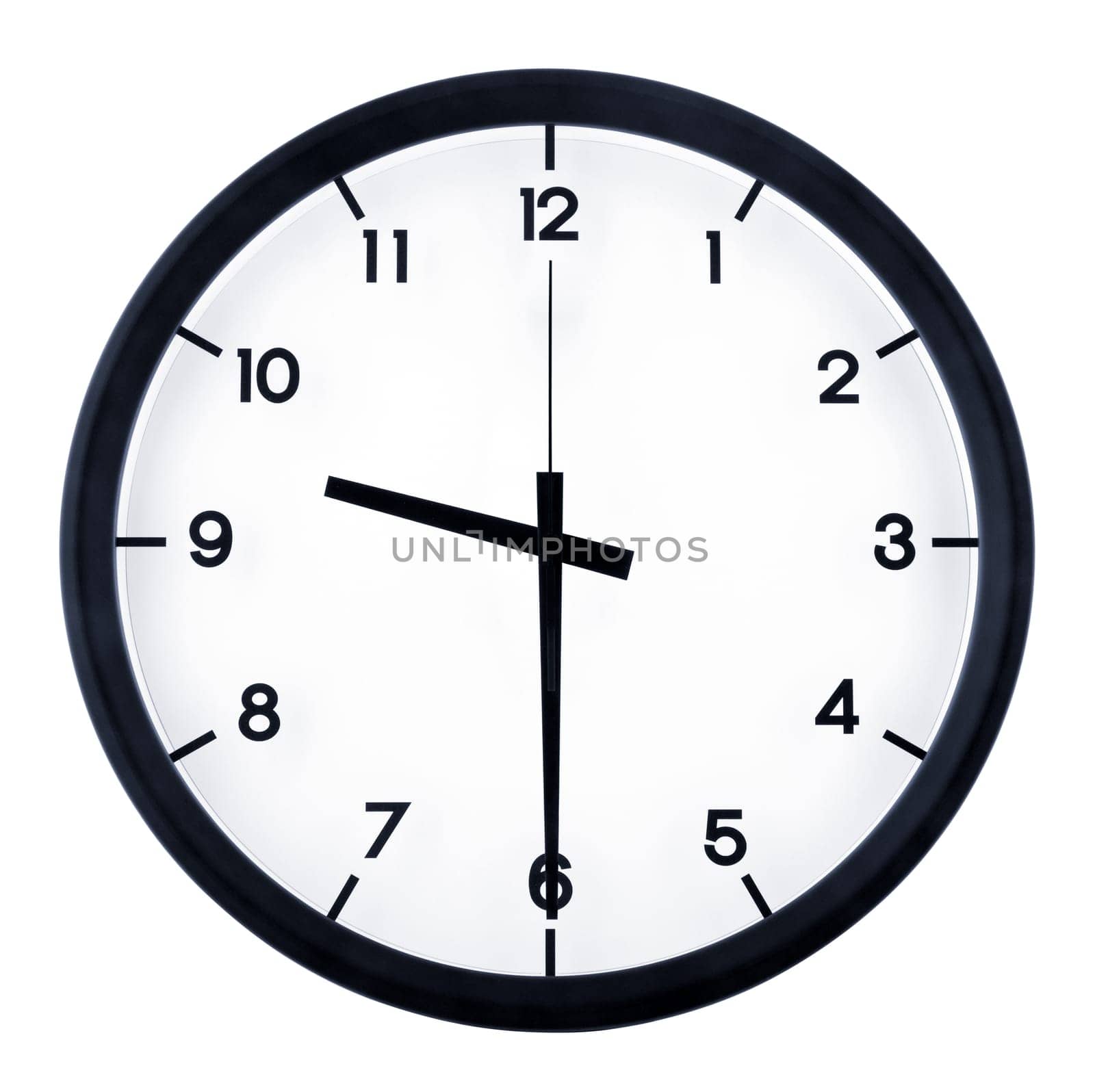 Classic analog clock pointing at 8 o'clock, isolated on white background