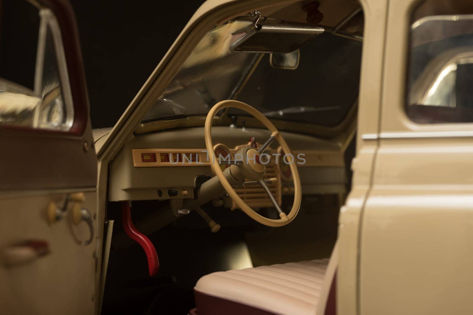 steering wheel retro car, dashboard, inside car interior