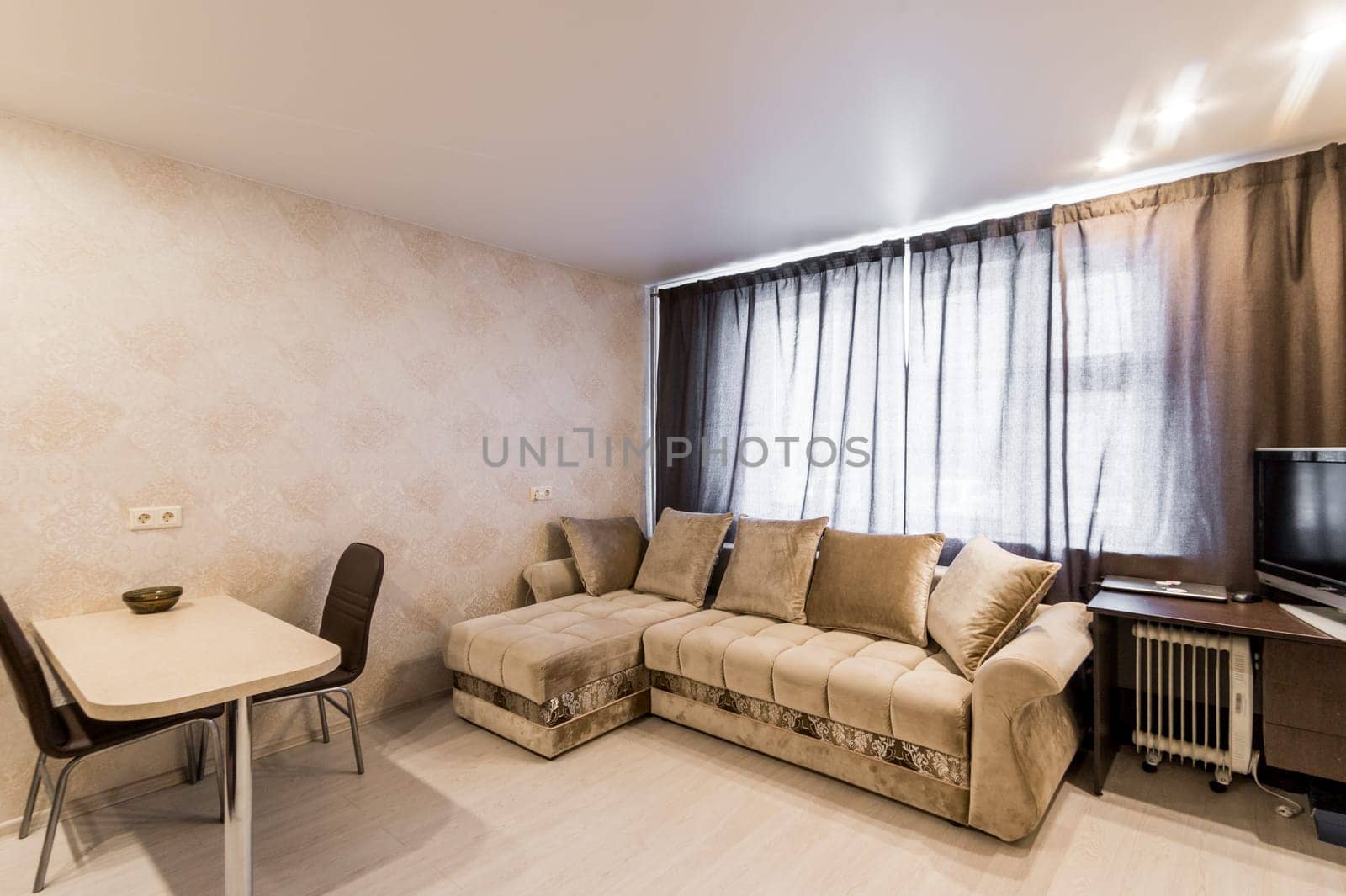 Russia, Moscow- June 26, 2019: interior room apartment. standard repair decoration in hostel