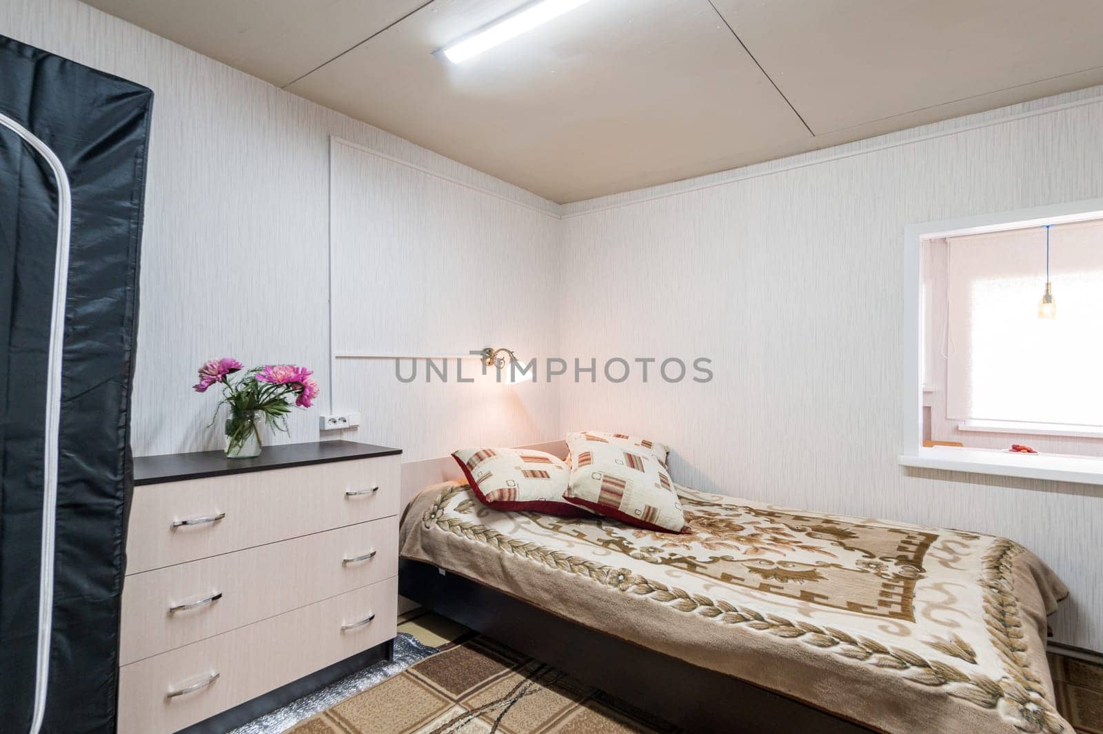Russia, Moscow- June 26, 2019: interior room apartment. standard repair decoration in hostel