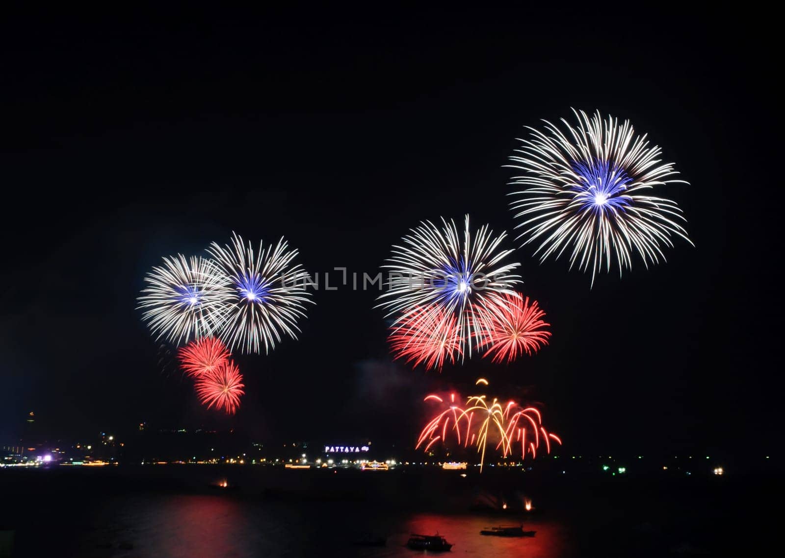 Fireworks at Pattaya beach, Thailand