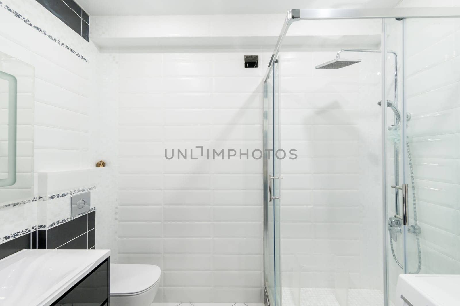 Russia, Moscow- June 26, 2019: interior room apartment. standard repair decoration in hostel. bathroom and toilet