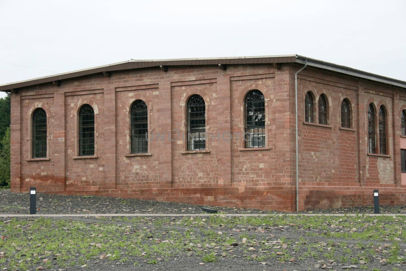 old industrial ruins of red bricks built