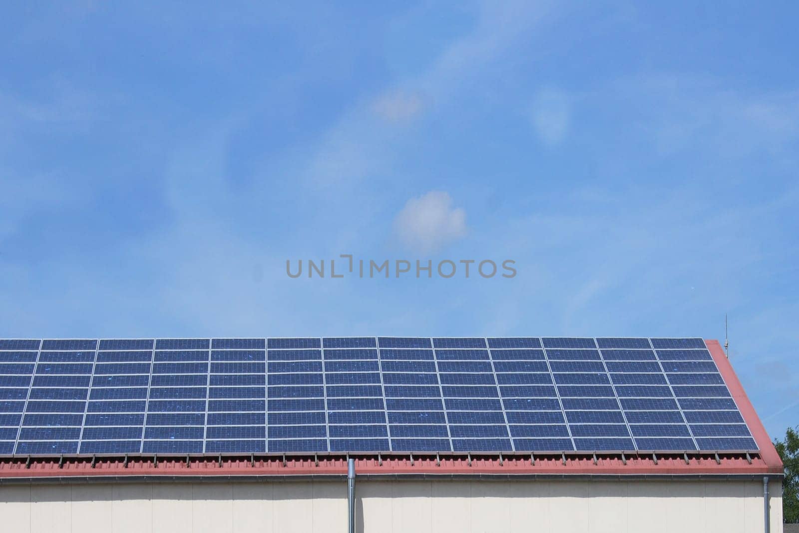 solar panels on a factory building roof
