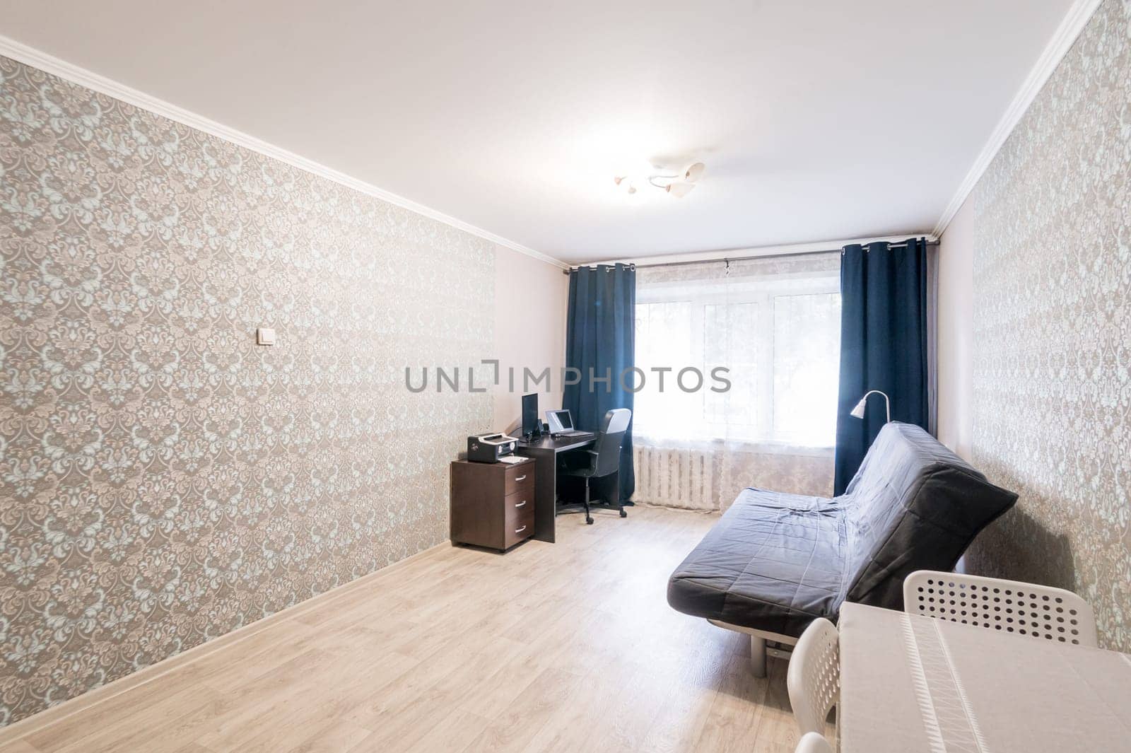 Russia, Moscow- July 02, 2019: interior room apartment. standard repair decoration in hostel