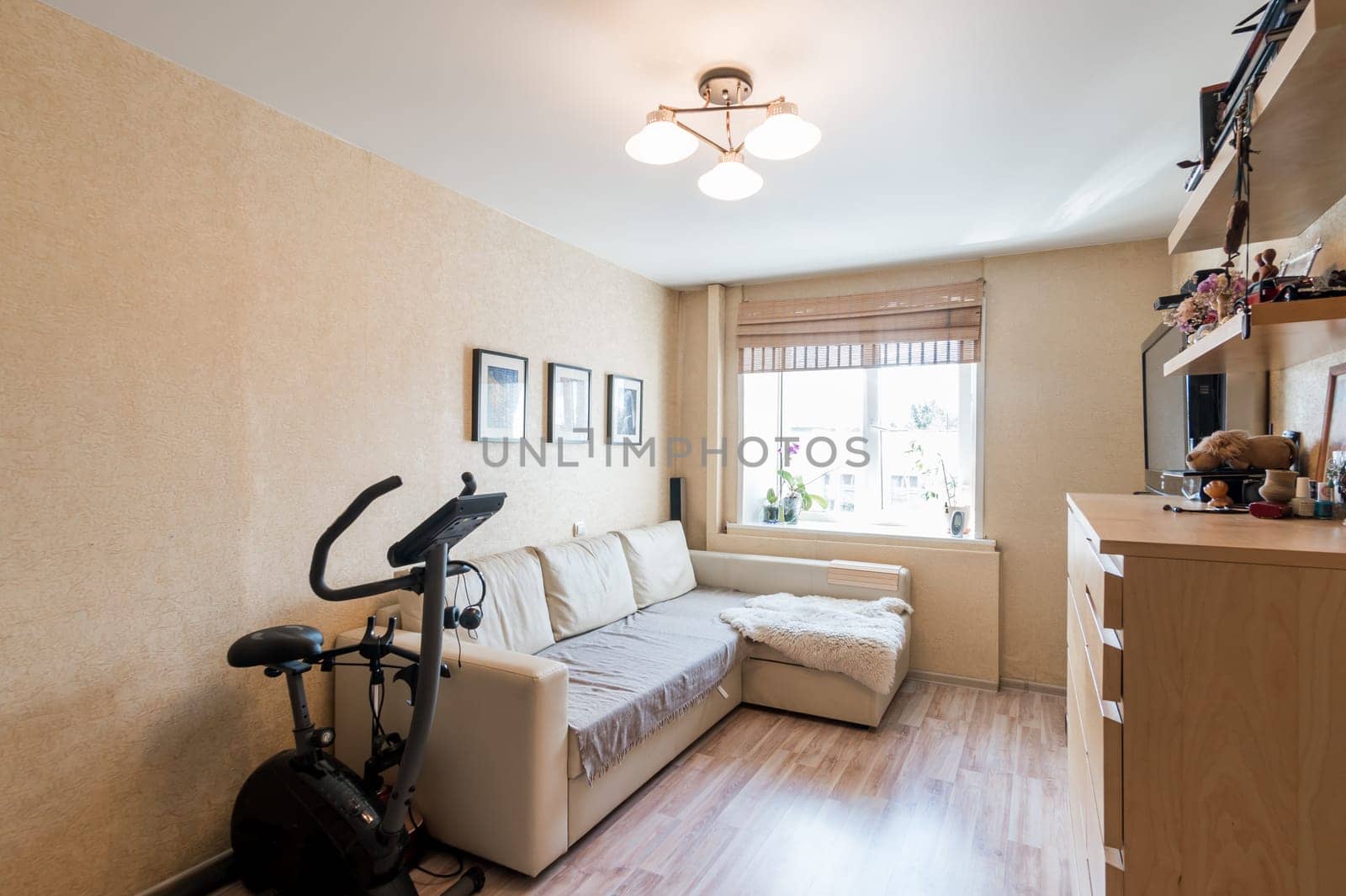 Russia, Moscow- July 01, 2019: interior room apartment. standard repair decoration in hostel