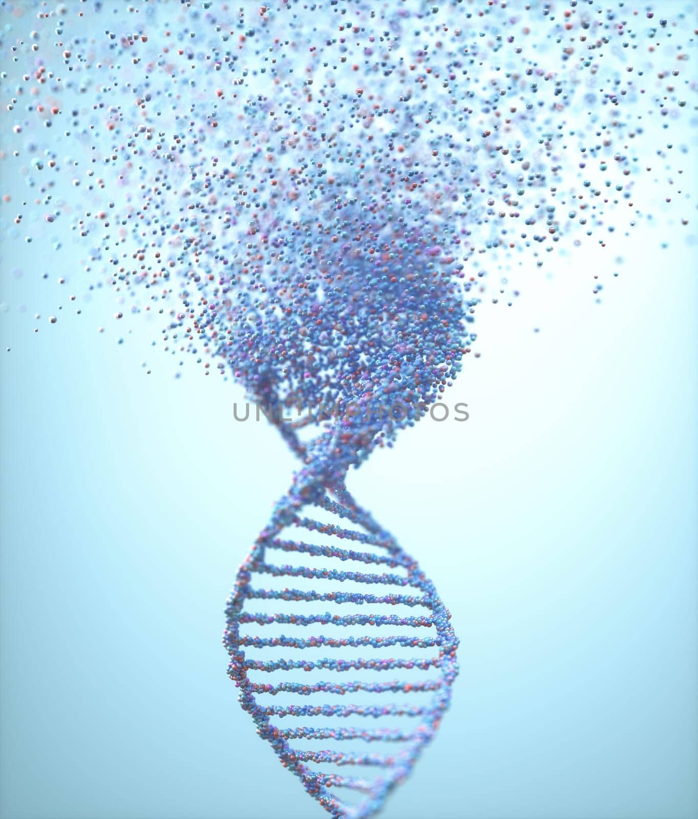 Genetic Syndrome and Genetic Disorder, 3D illustration of science concept. Colorful DNA molecule.