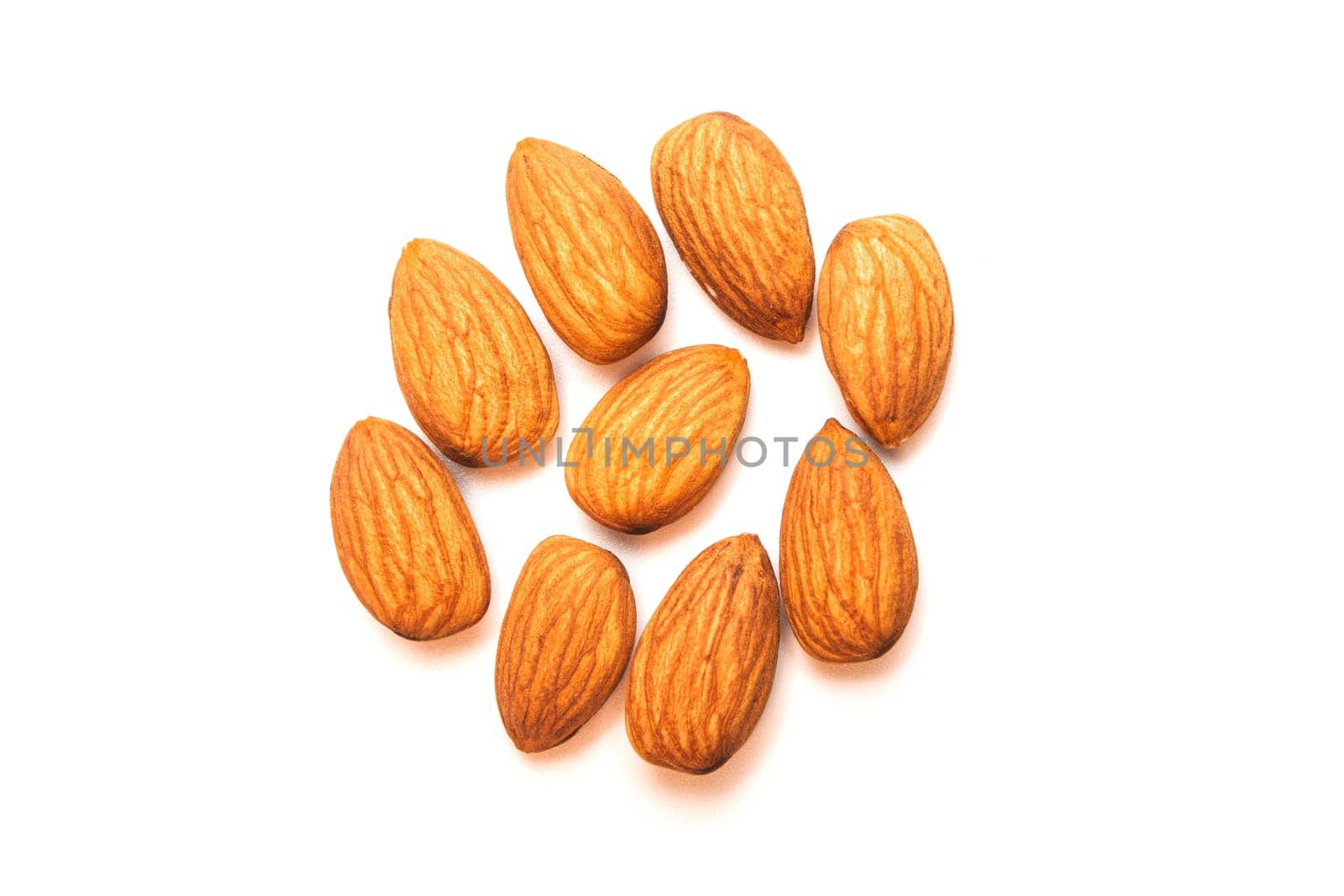 Fresh almond isolated on white background. Food and healthy concept