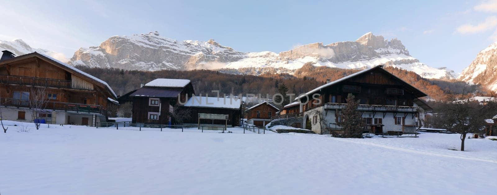 holiday at the foot of Mont Blanc in winter in the Chamonix Valley, France