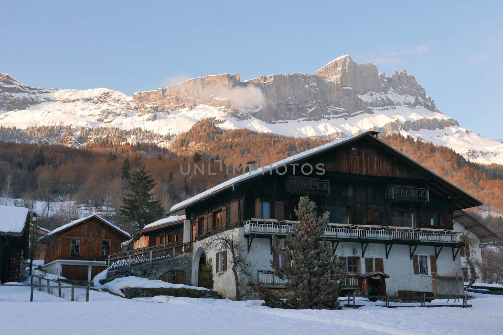 holiday at the foot of Mont Blanc in winter in the Chamonix Valley, France