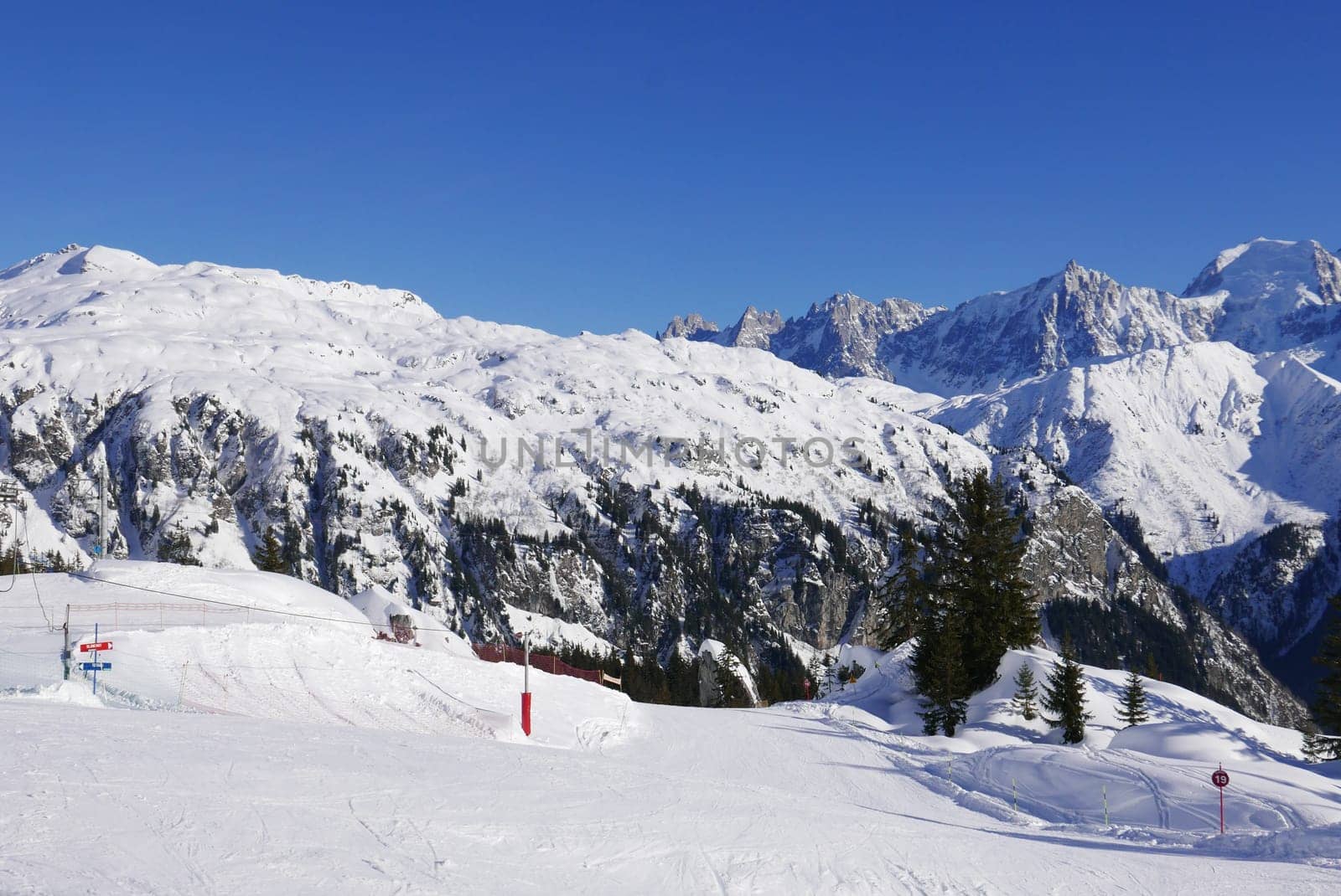 holiday at the foot of Mont Blanc in winter in the Chamonix Valley, France