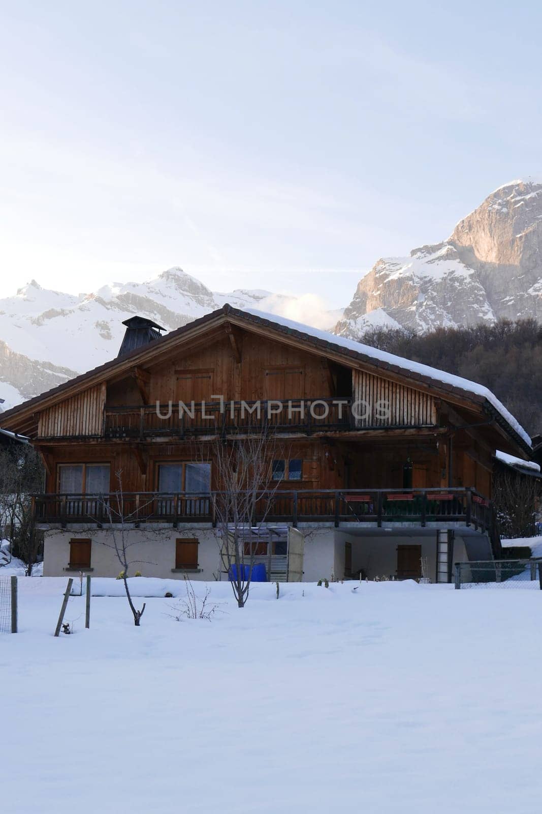 holiday at the foot of Mont Blanc in winter in the Chamonix Valley, France