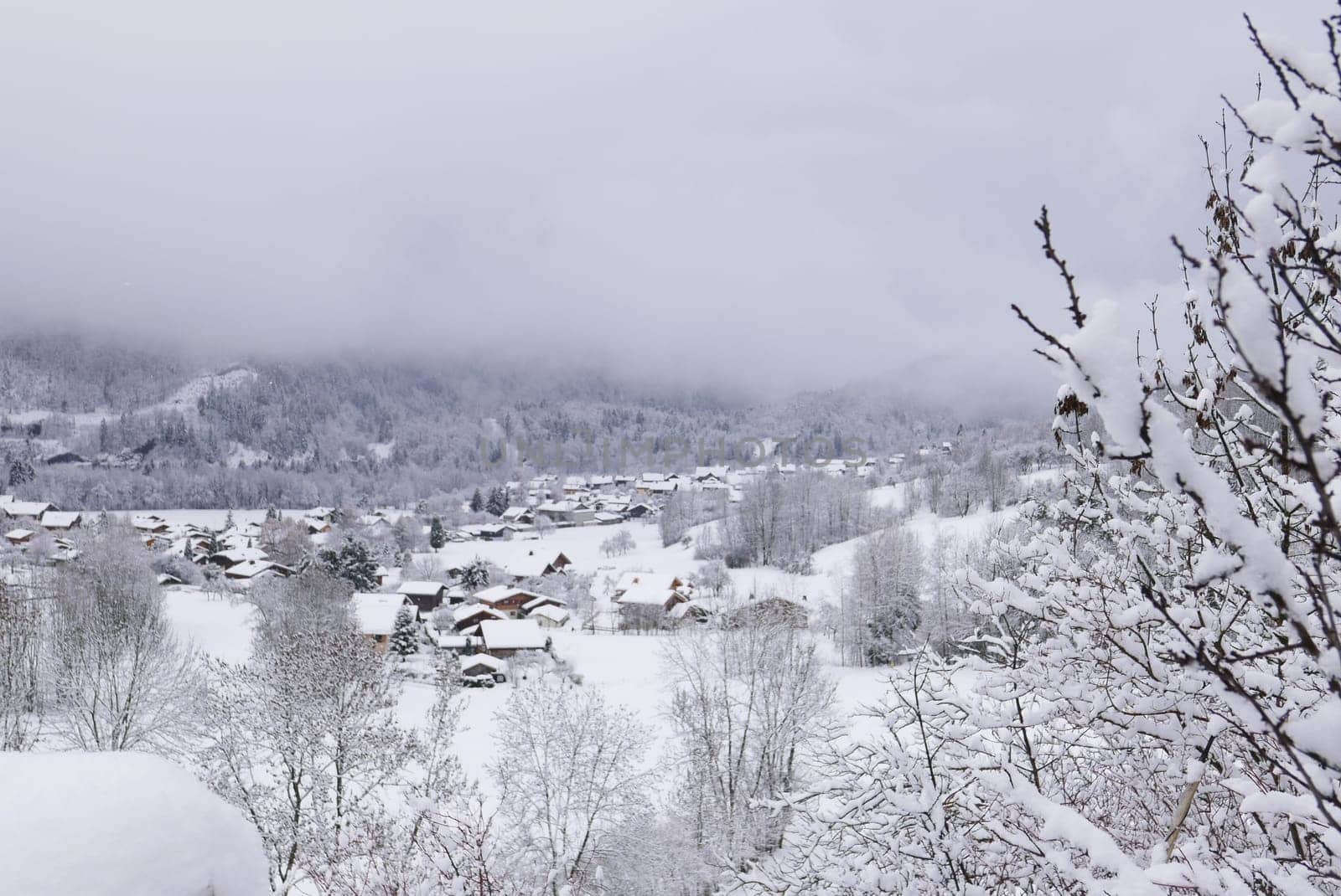 holiday at the foot of Mont Blanc in winter in the Chamonix Valley, France