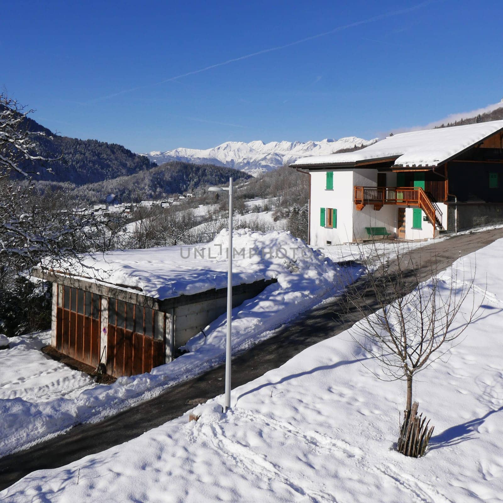 holiday at the foot of Mont Blanc in winter in the Chamonix Valley, France