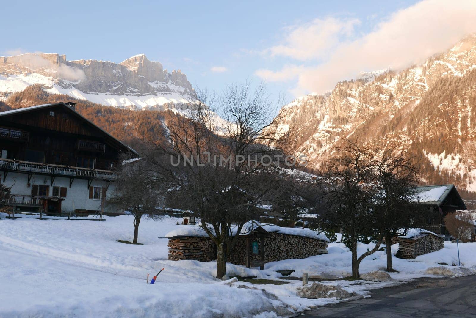 holiday at the foot of Mont Blanc in winter in the Chamonix Valley, France