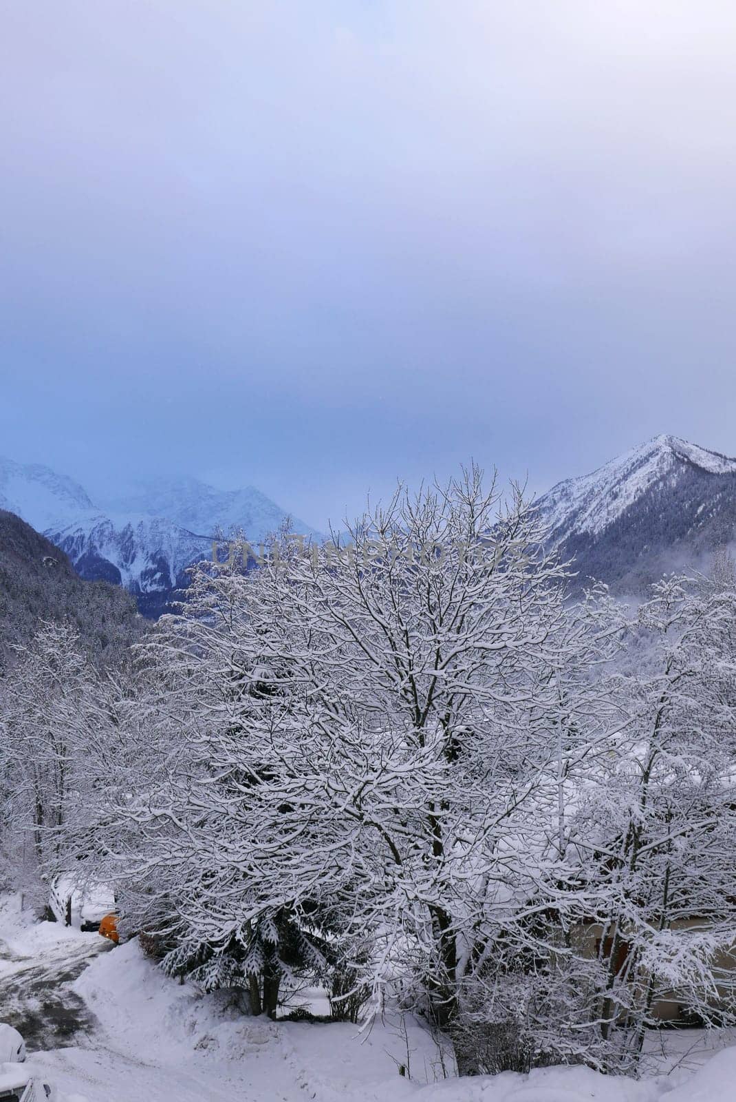 holiday at the foot of Mont Blanc in winter in the Chamonix Valley, France